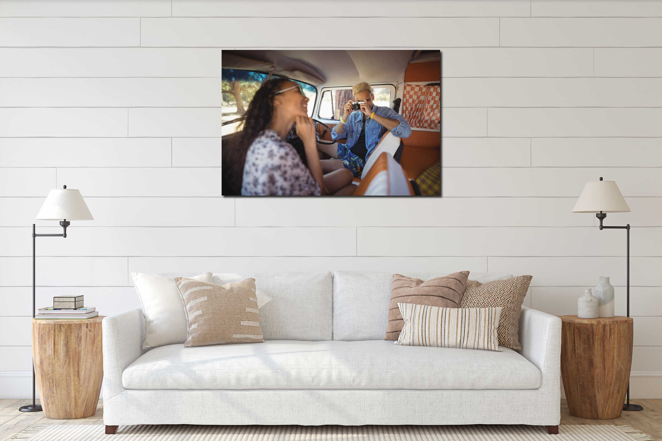 Canvas hanging interior mockup
