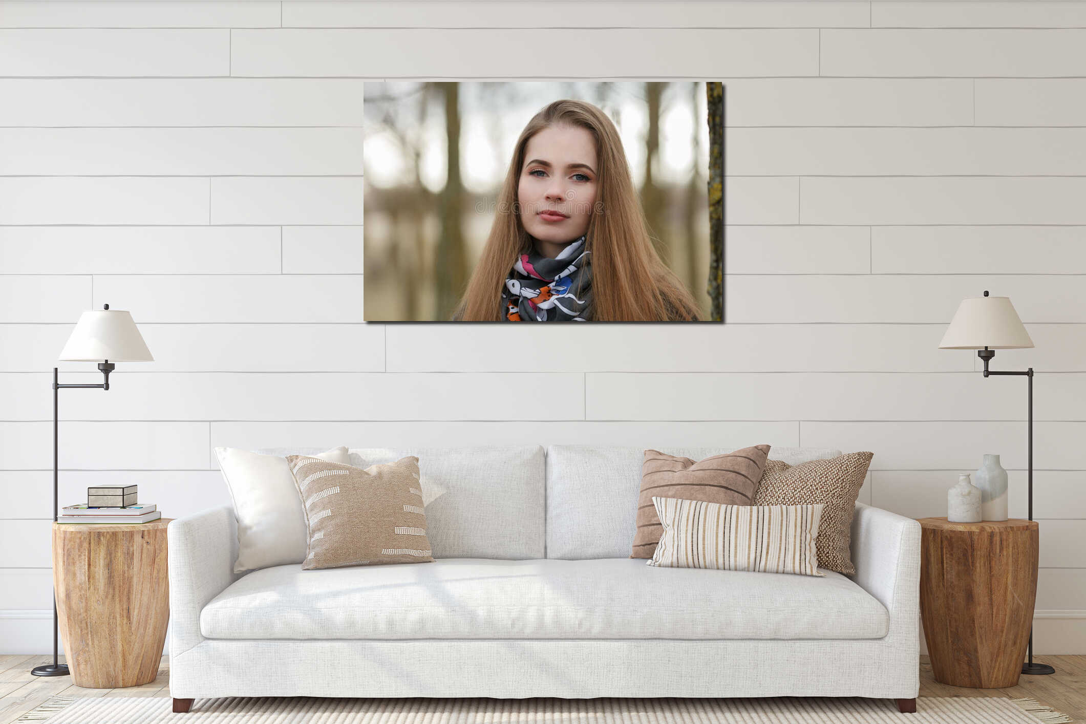 Canvas hanging interior mockup