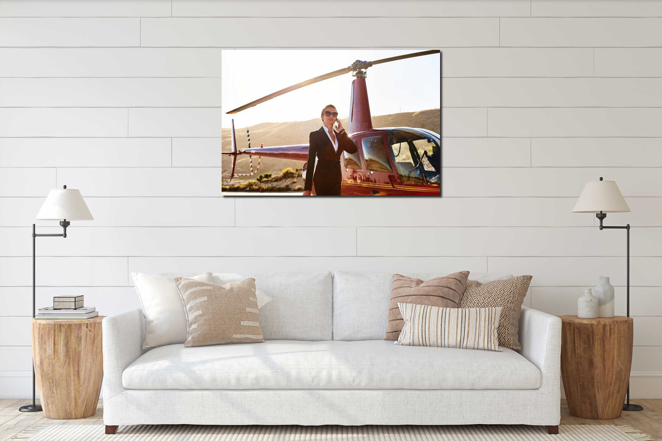 Canvas hanging interior mockup