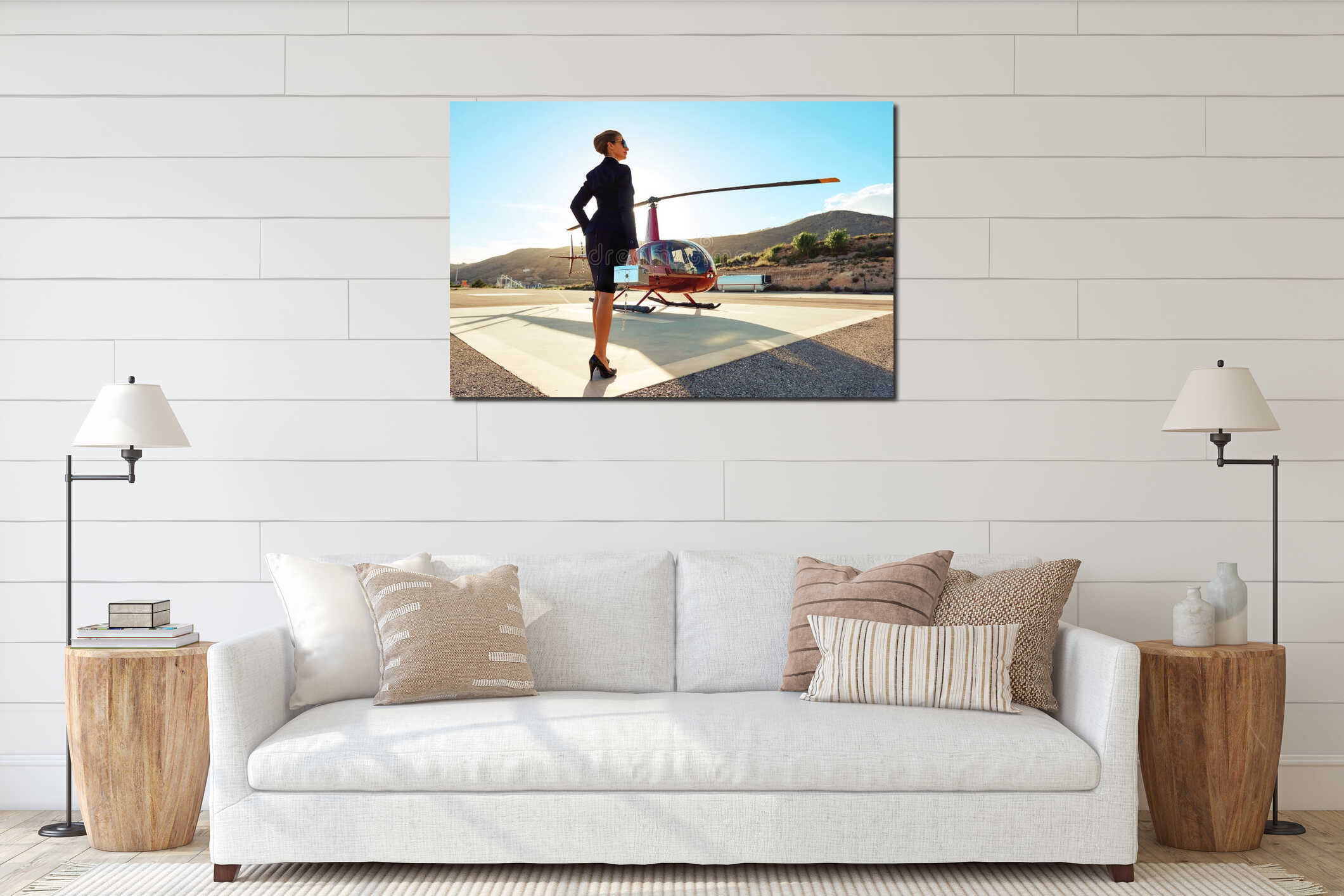 Canvas hanging interior mockup