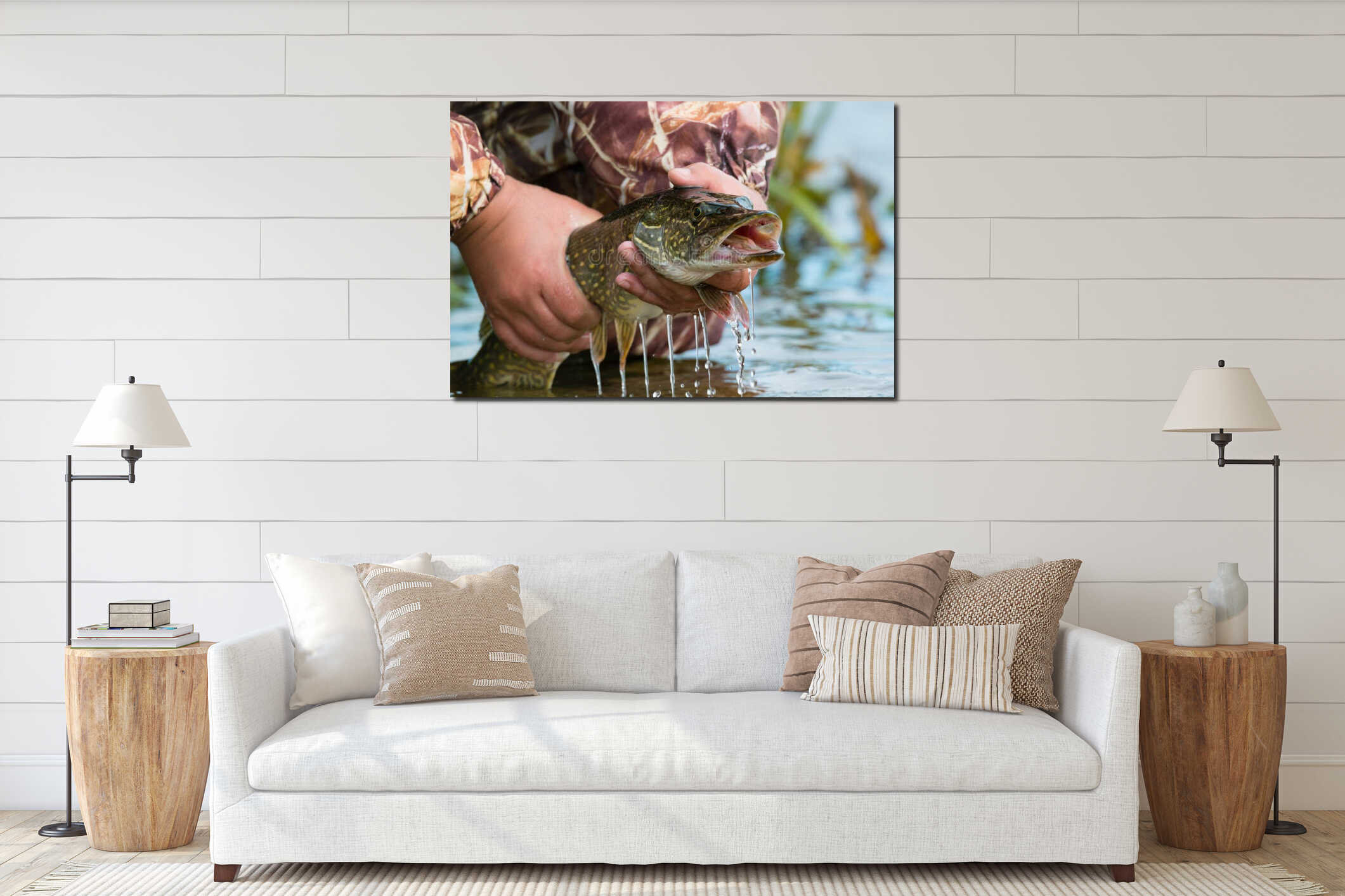 Canvas hanging interior mockup