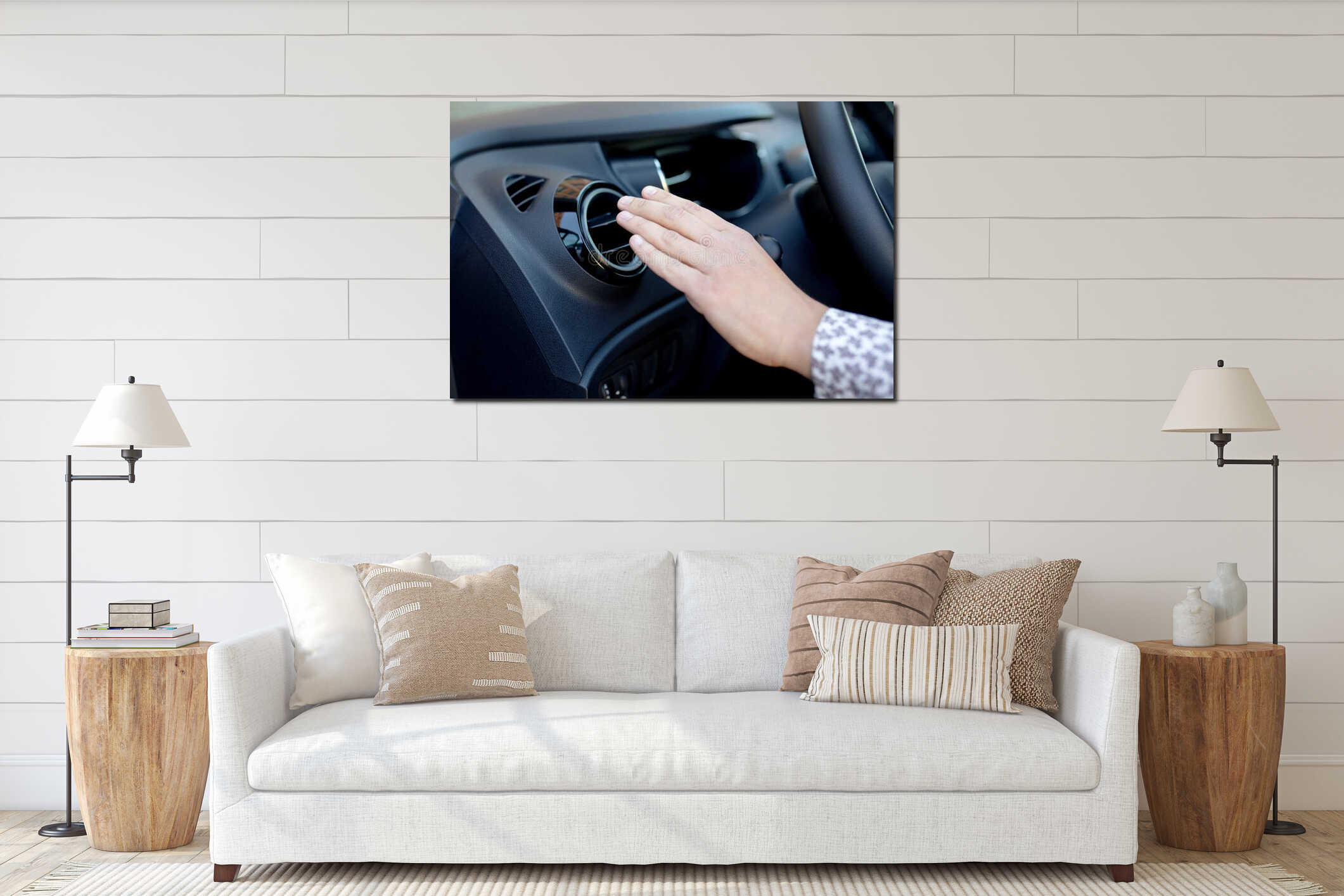 Canvas hanging interior mockup