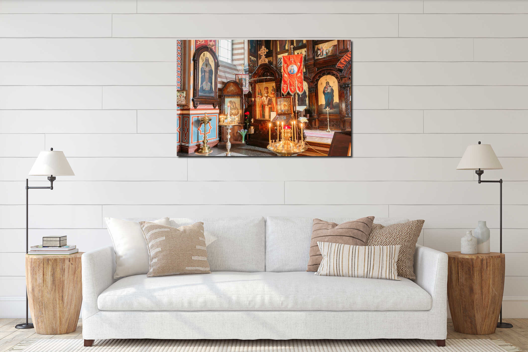 Canvas hanging interior mockup