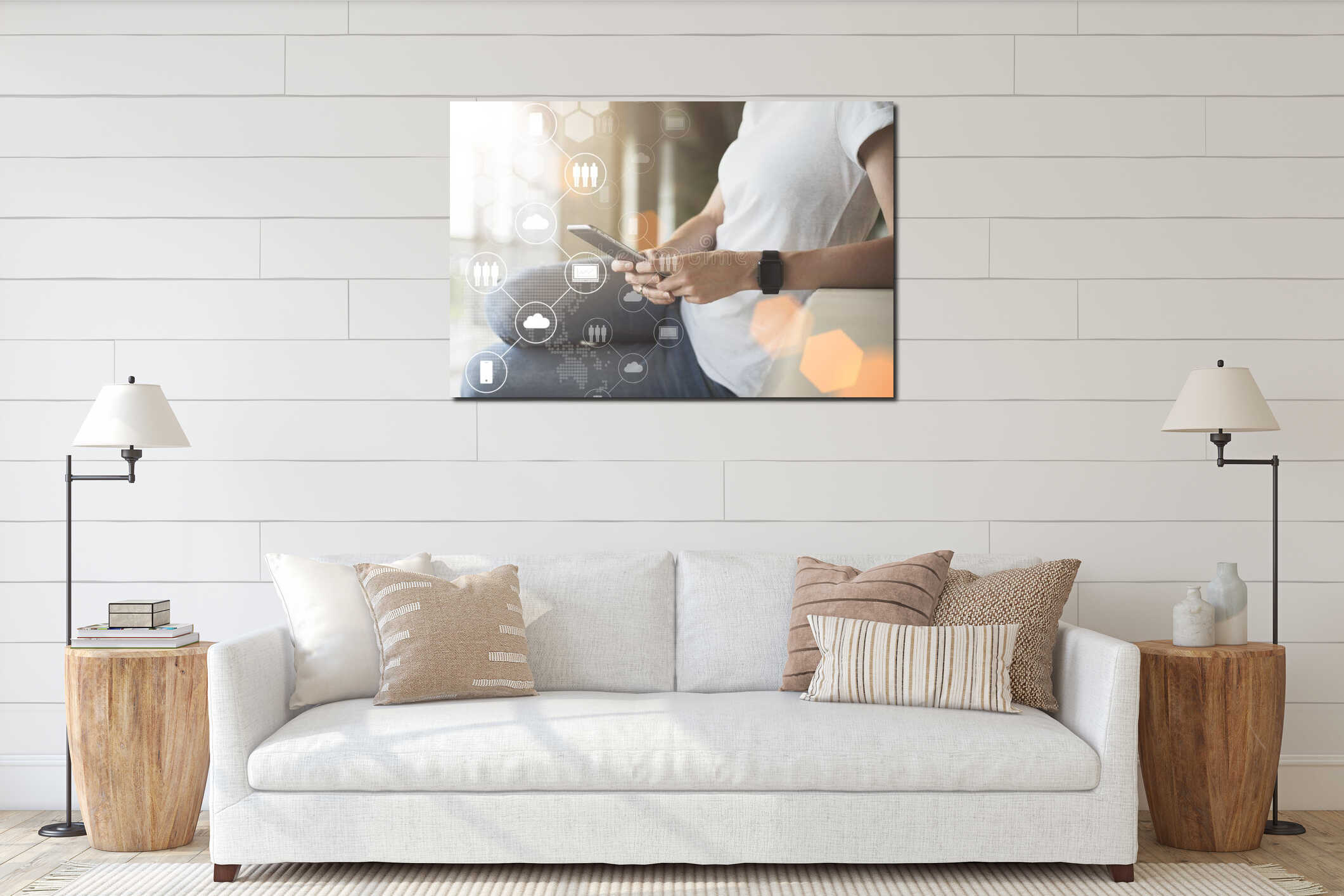 Canvas hanging interior mockup