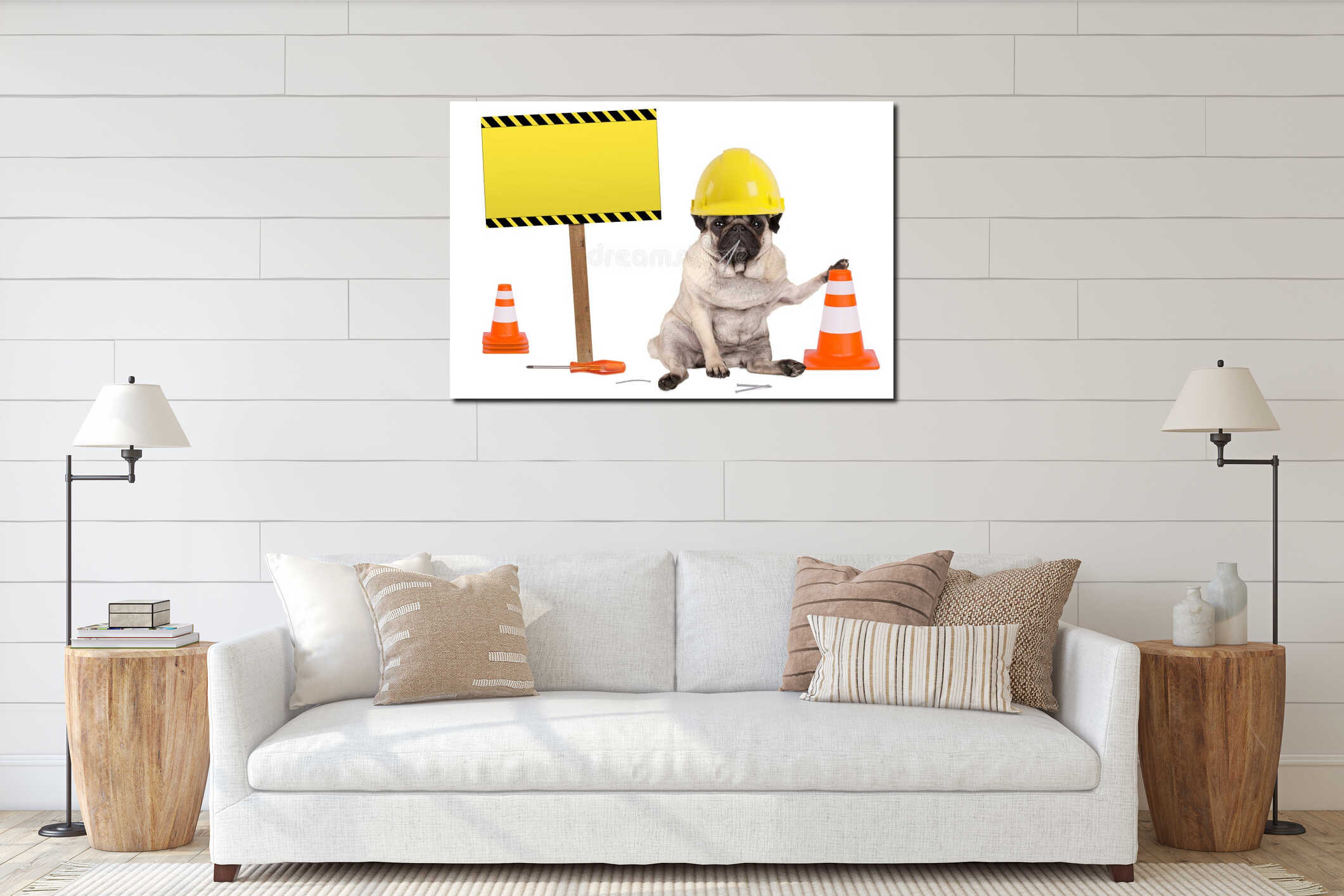 Canvas hanging interior mockup