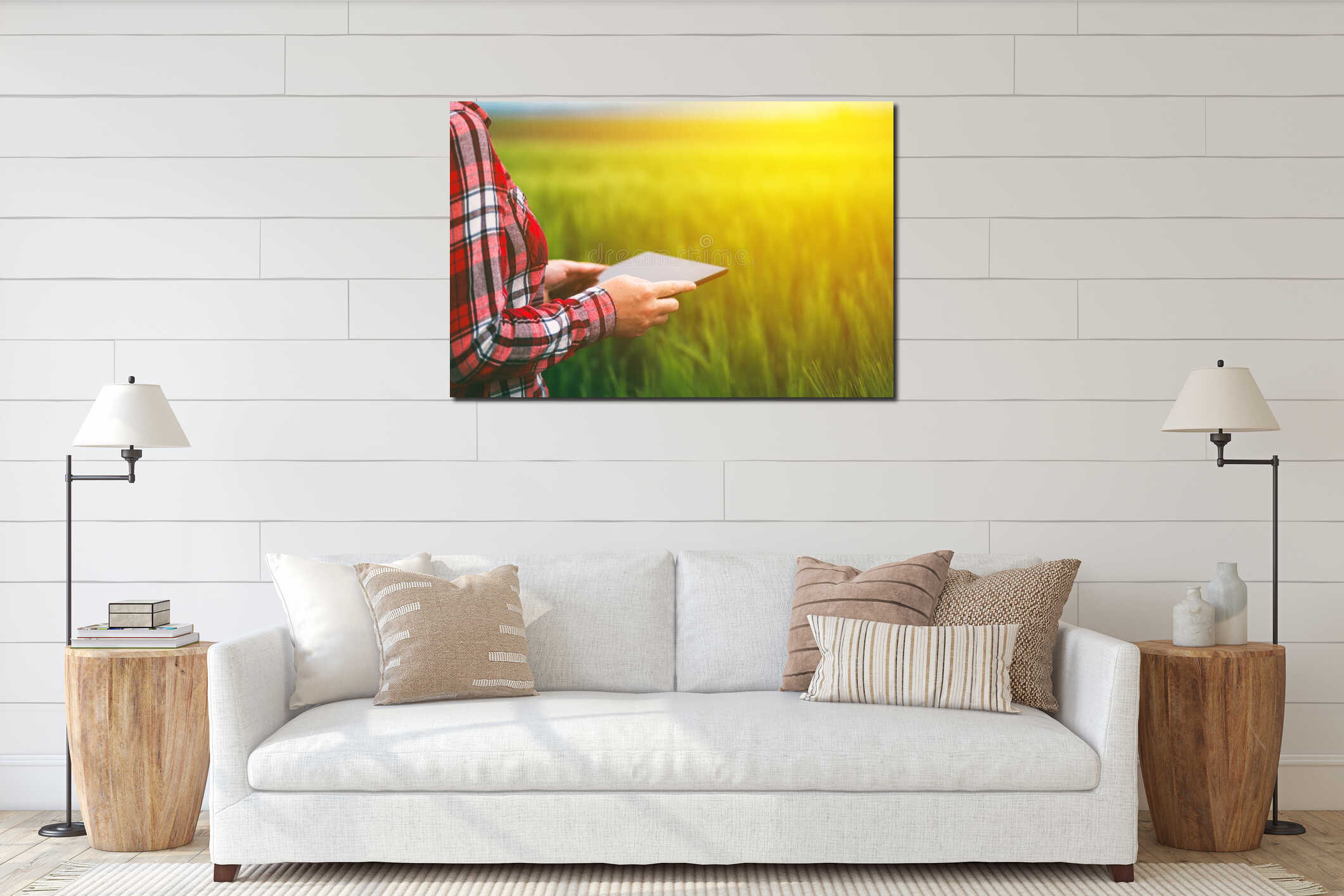 Canvas hanging interior mockup