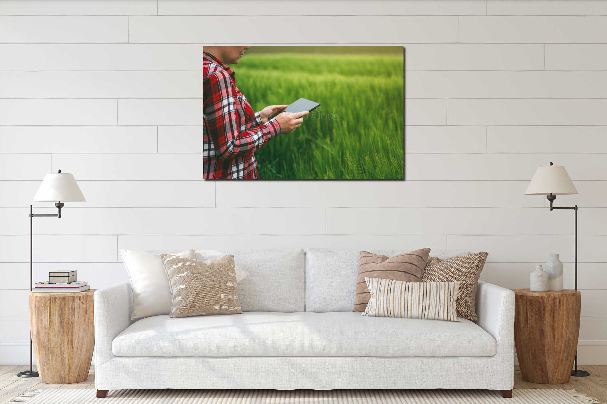 Canvas hanging interior mockup