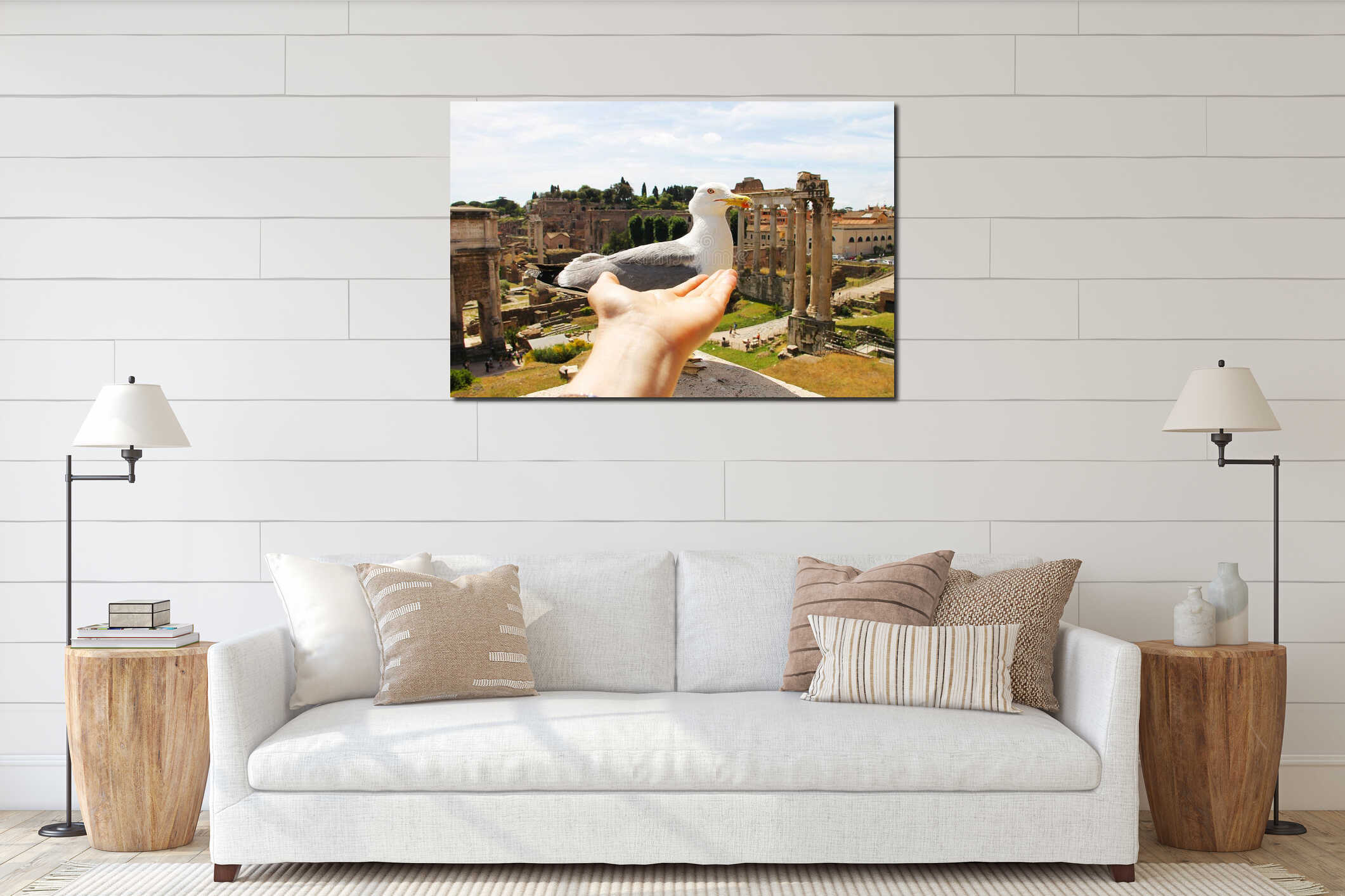 Canvas hanging interior mockup