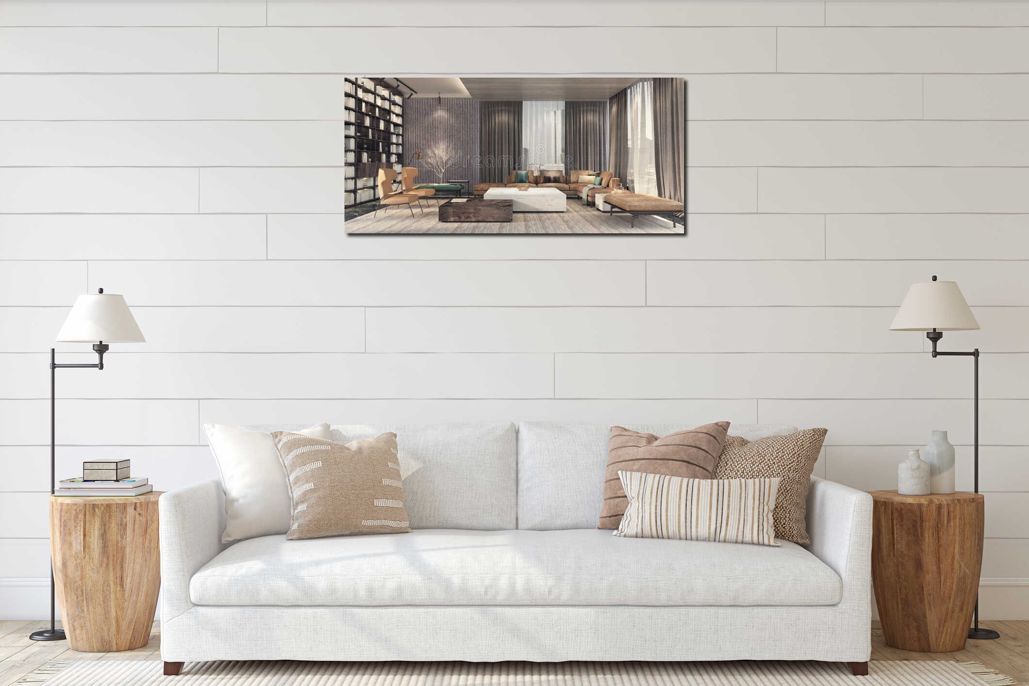Canvas hanging interior mockup