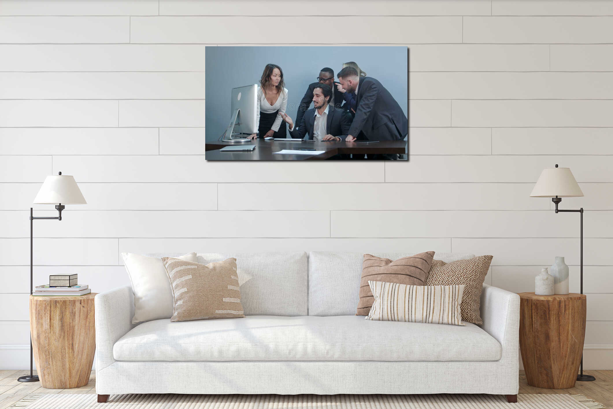 Canvas hanging interior mockup