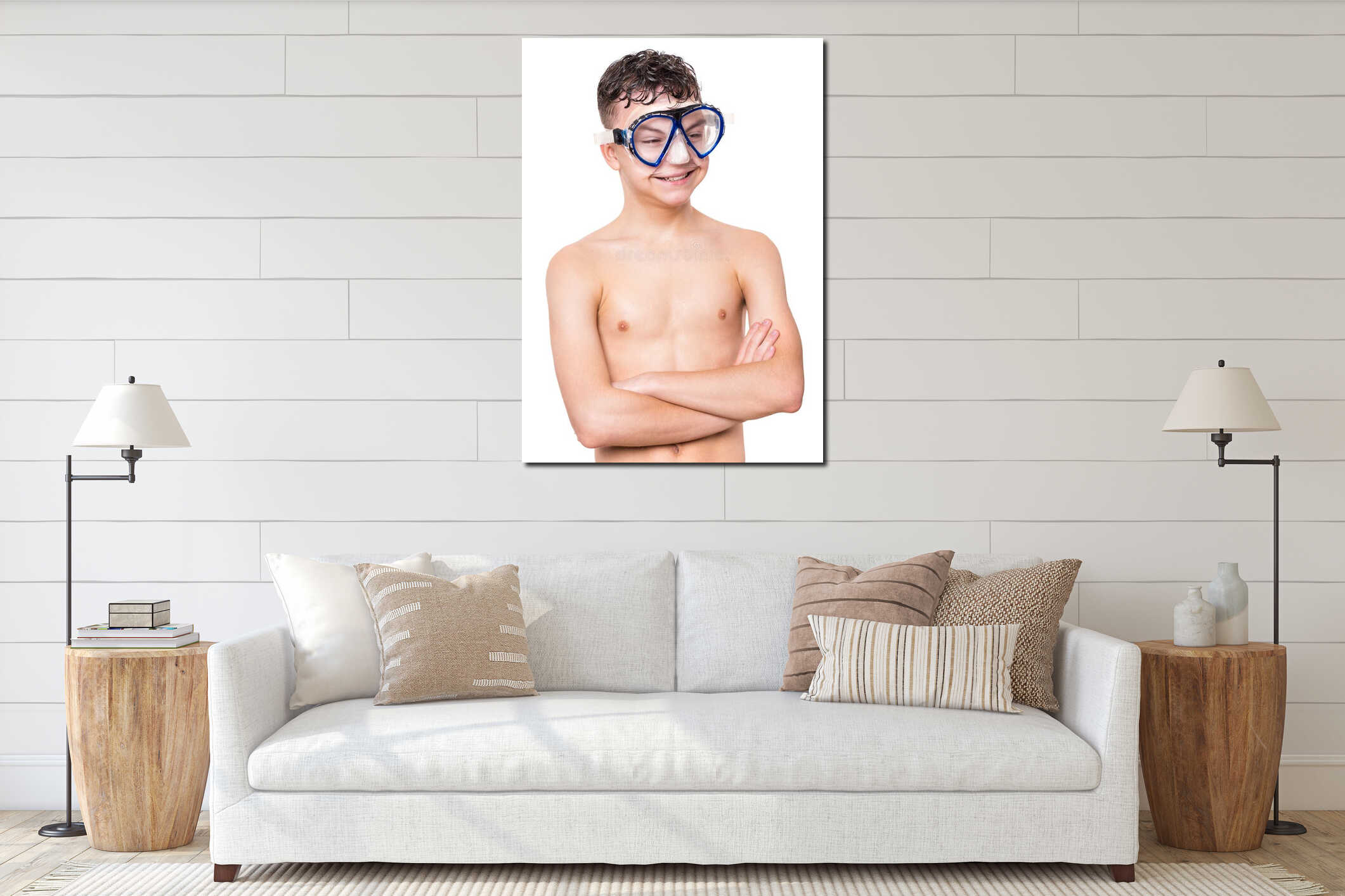 Canvas hanging interior mockup