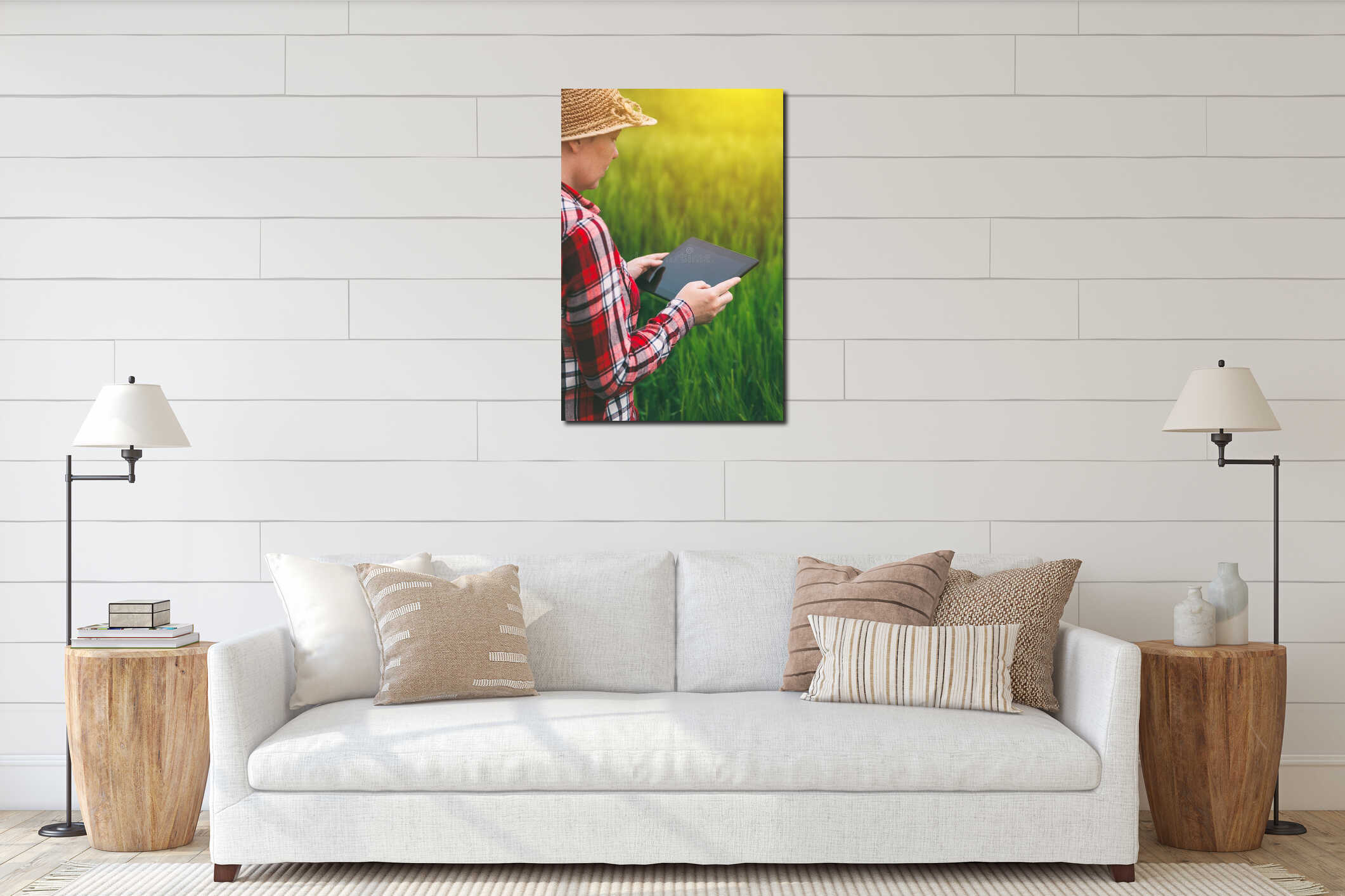 Canvas hanging interior mockup