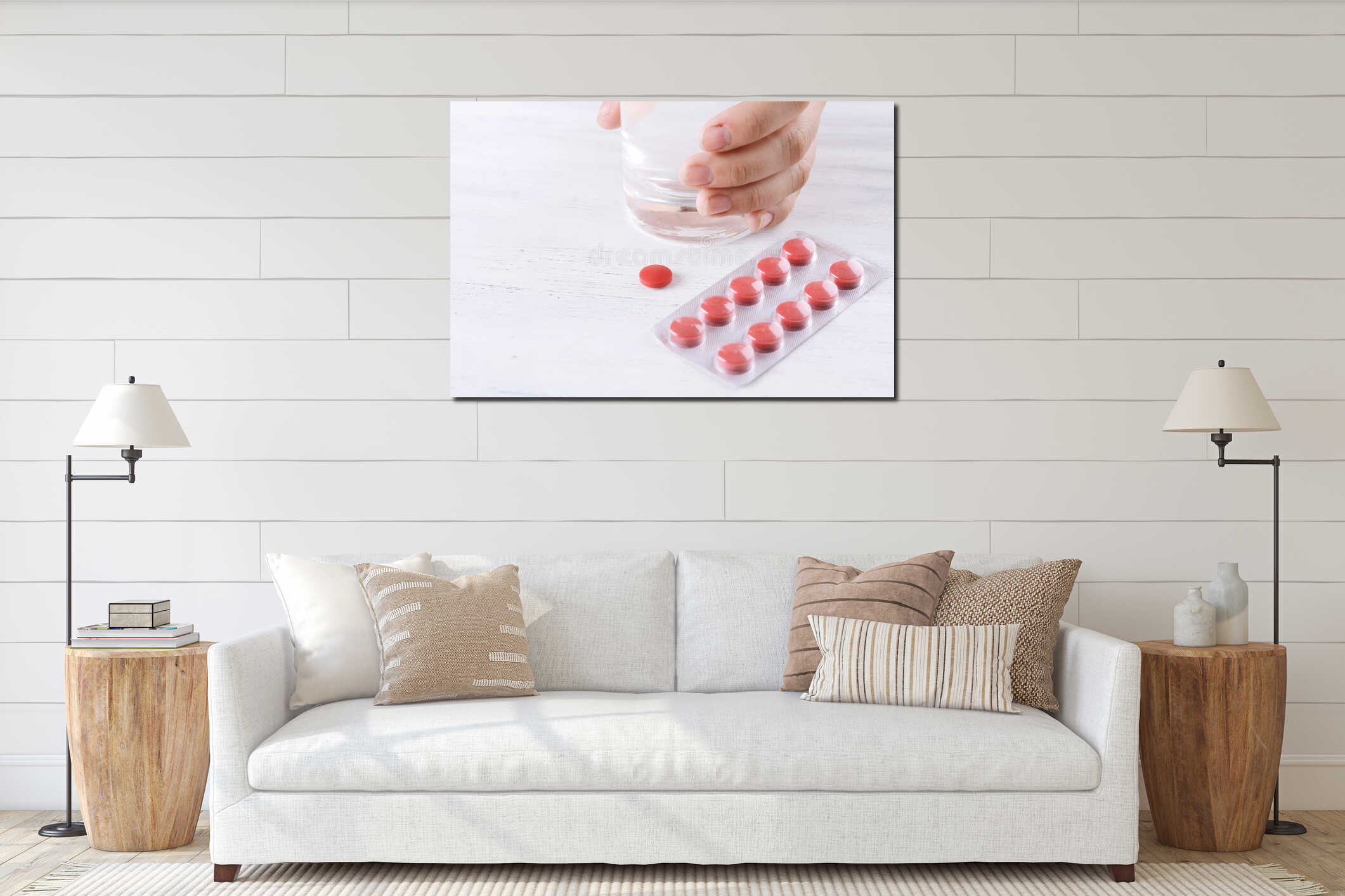 Canvas hanging interior mockup