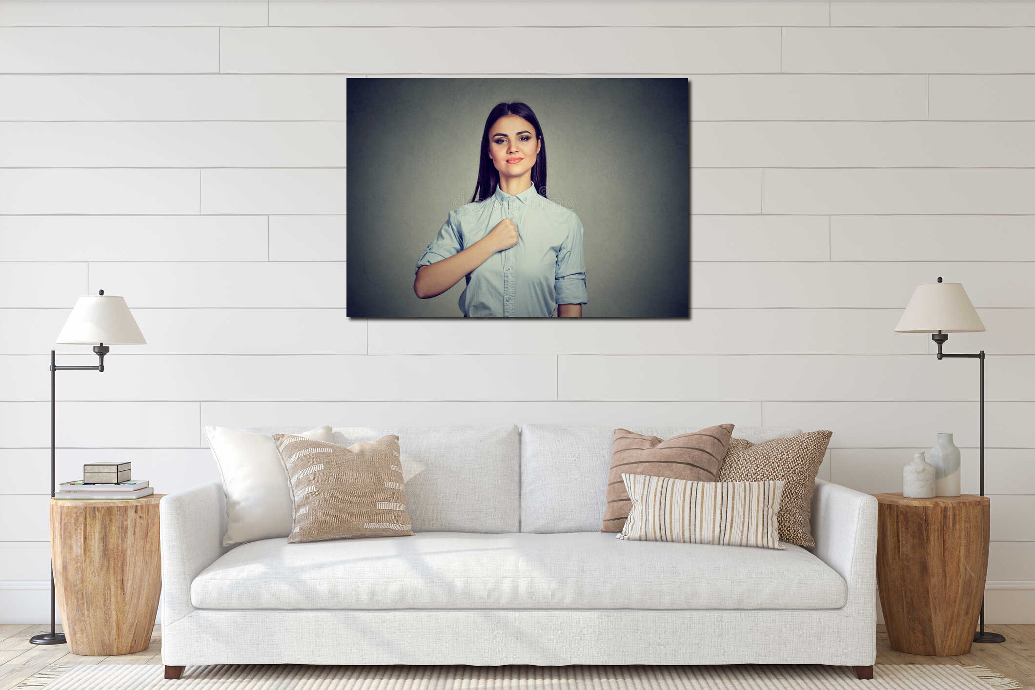 Canvas hanging interior mockup