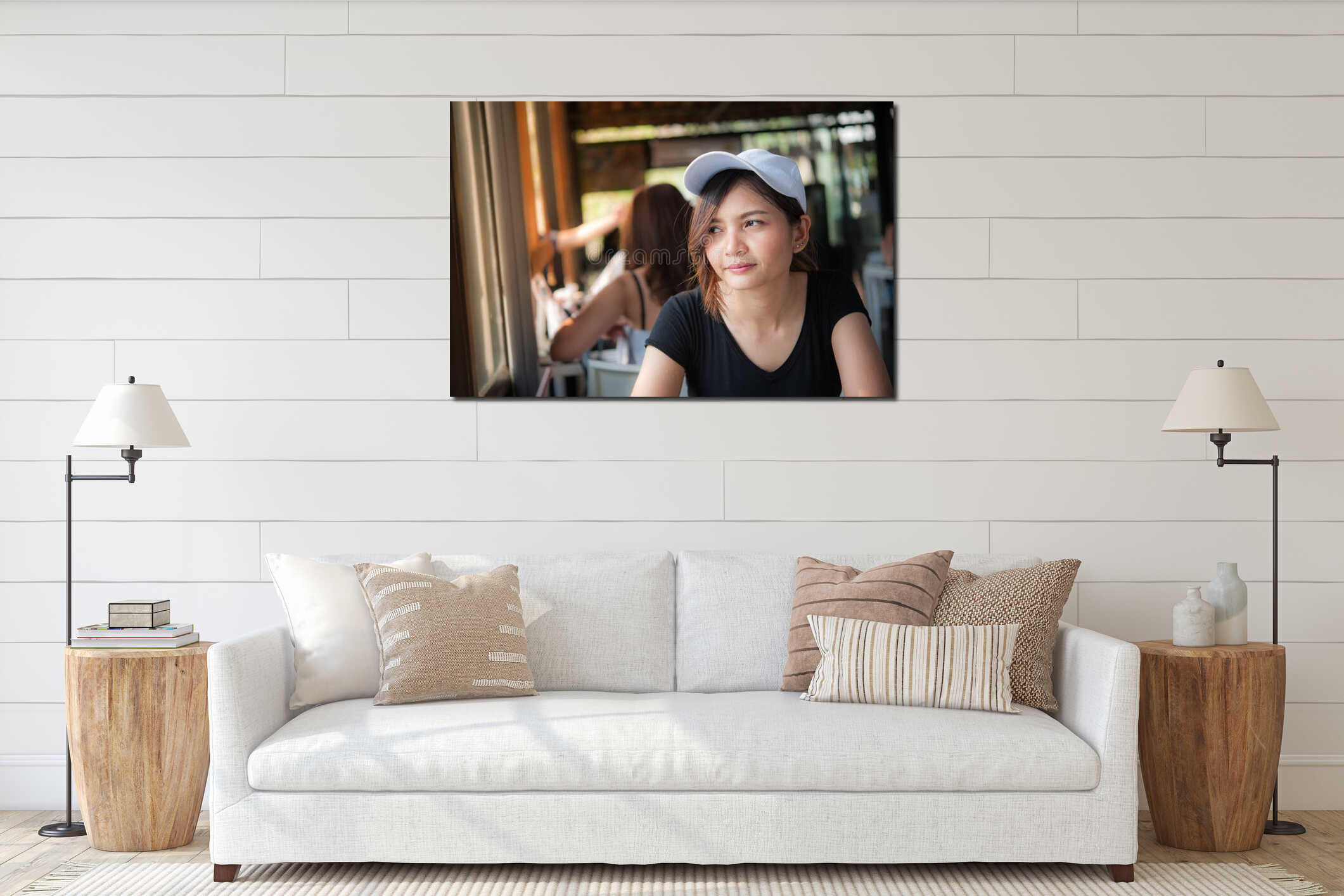 Canvas hanging interior mockup