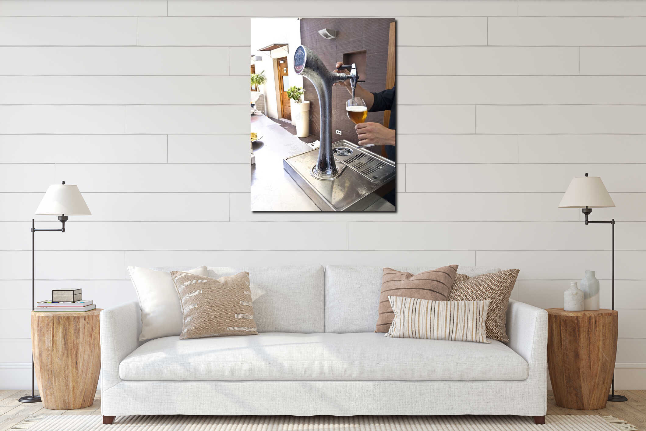 Canvas hanging interior mockup