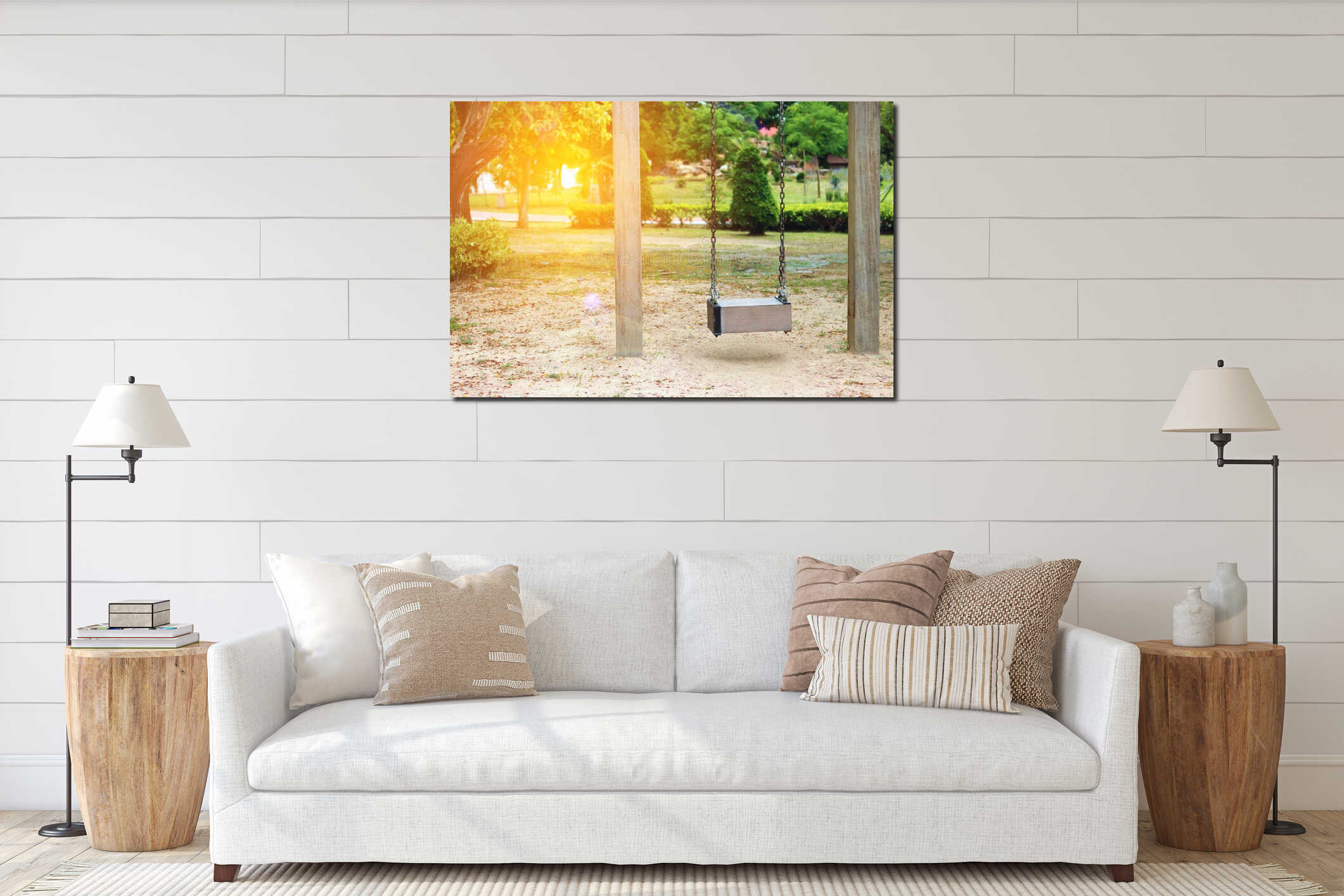 Canvas hanging interior mockup