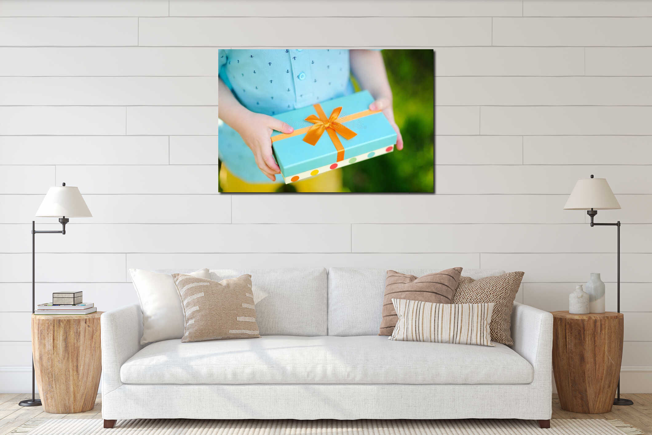 Canvas hanging interior mockup