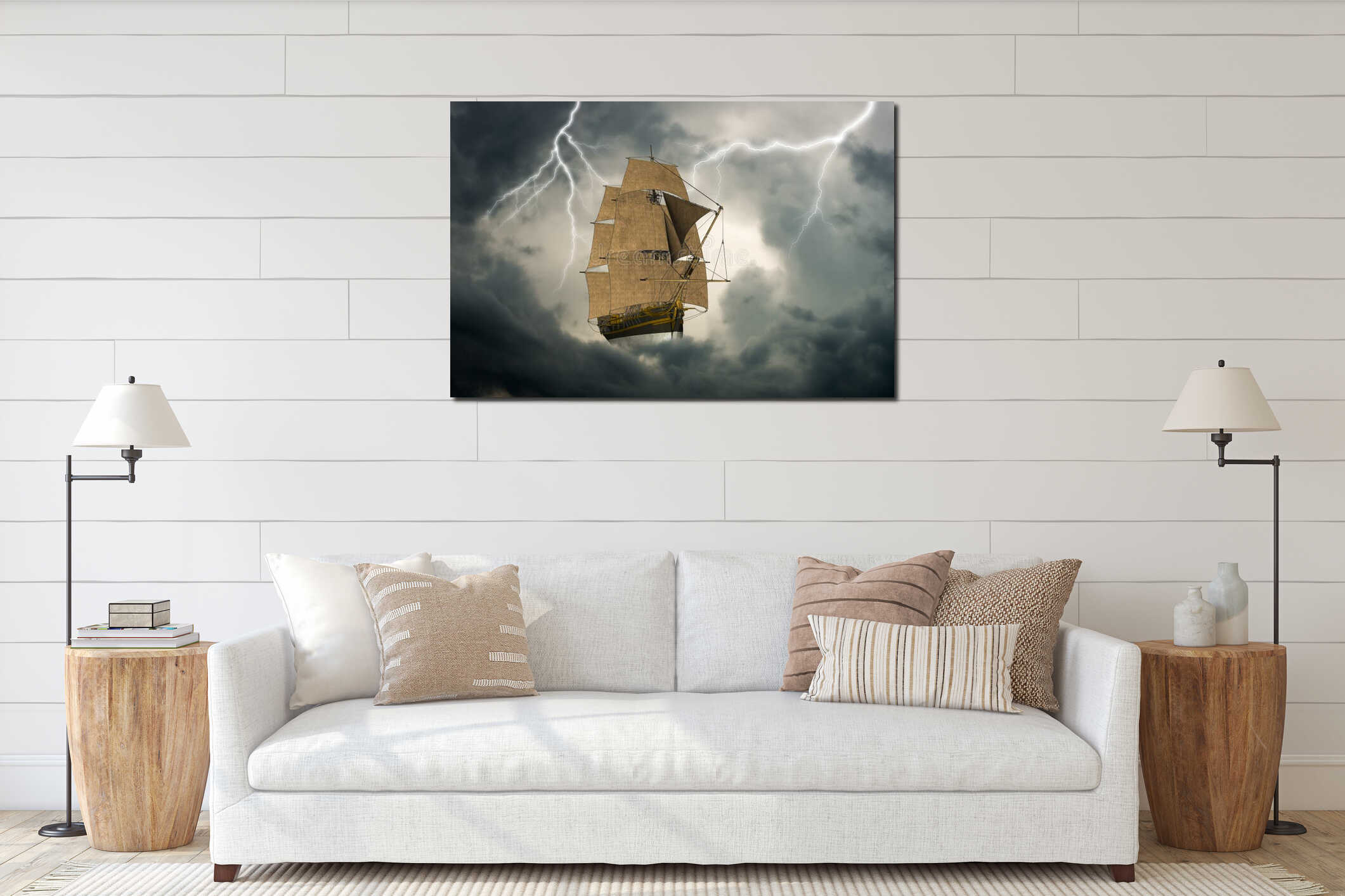 Canvas hanging interior mockup