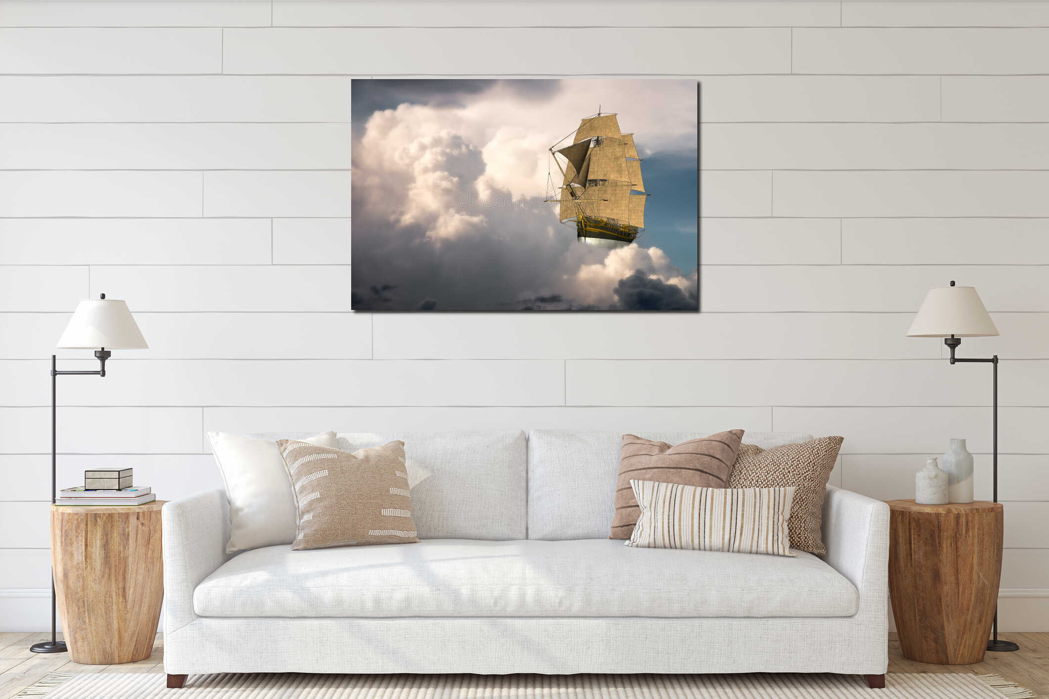 Canvas hanging interior mockup