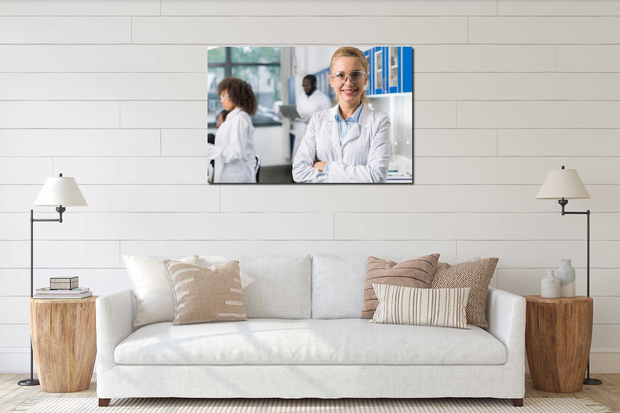 Canvas hanging interior mockup