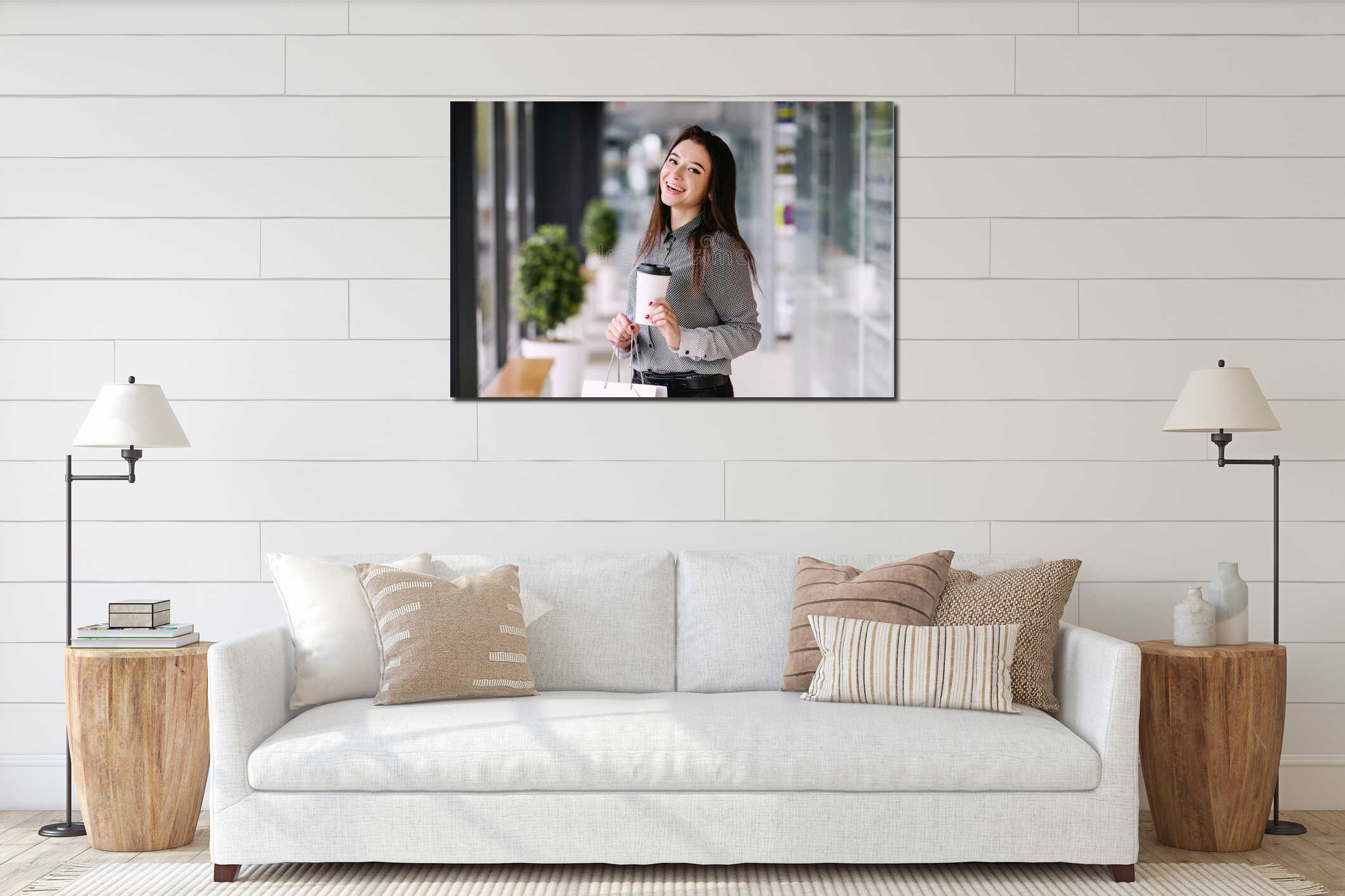 Canvas hanging interior mockup