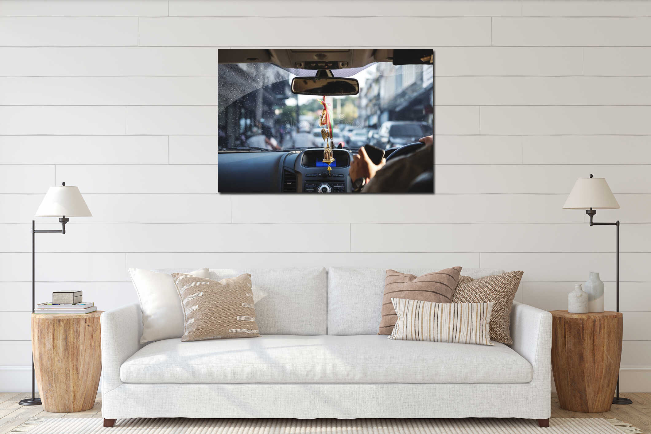 Canvas hanging interior mockup