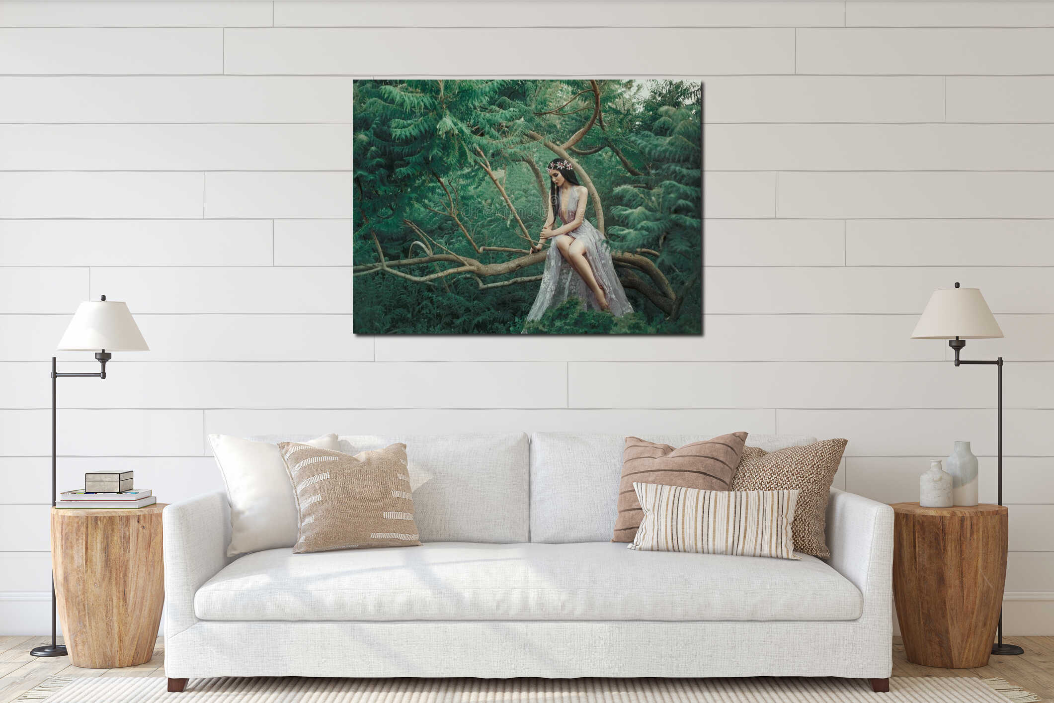 Canvas hanging interior mockup
