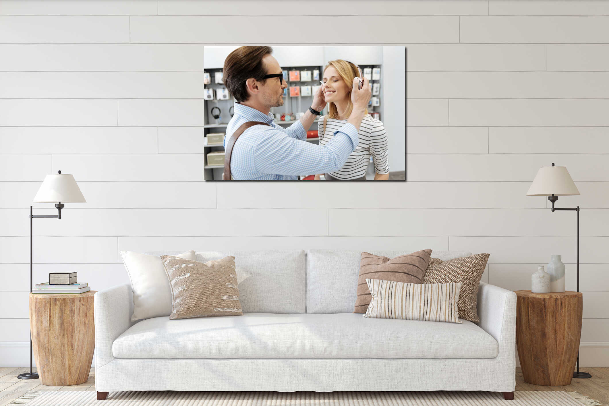 Canvas hanging interior mockup