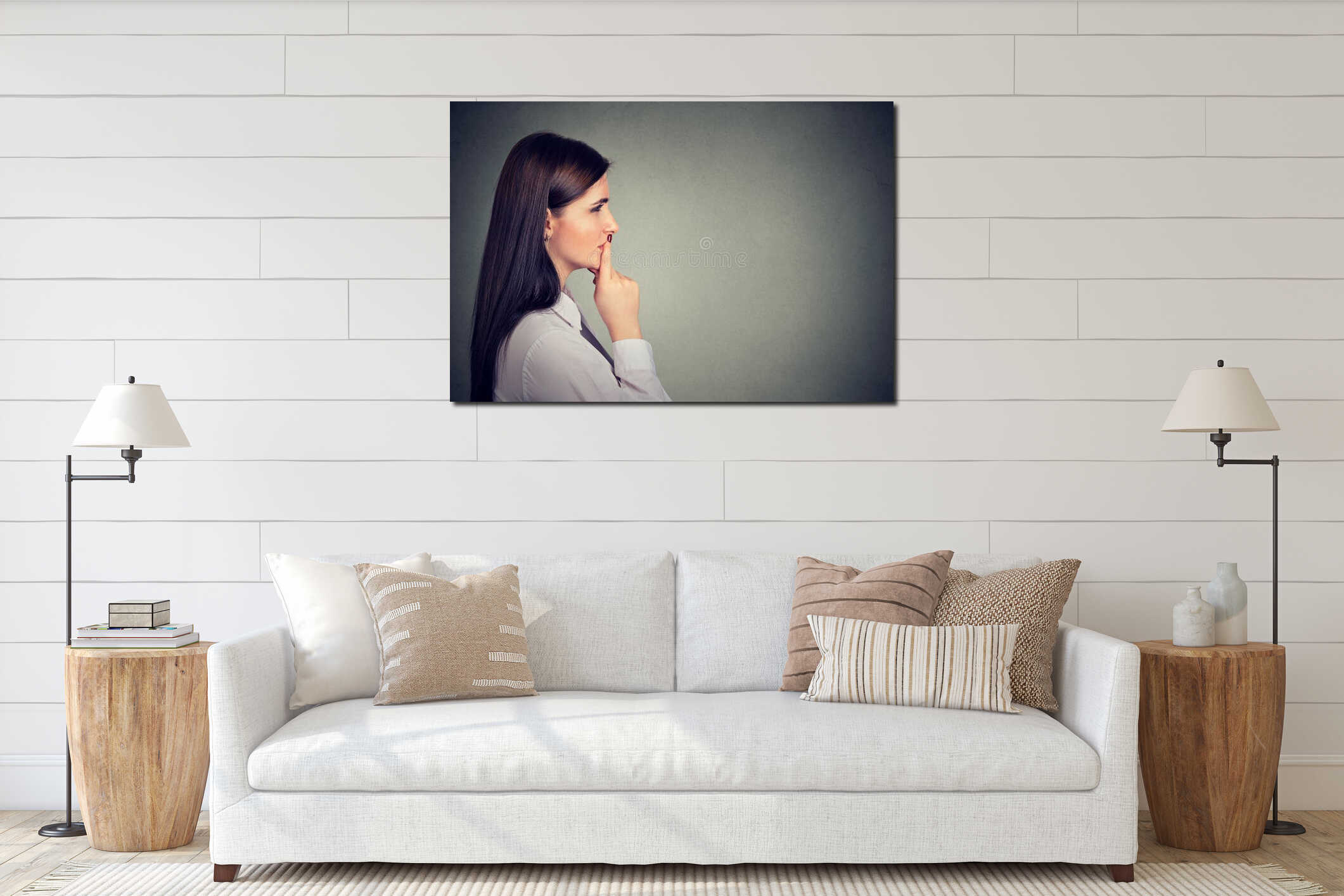 Canvas hanging interior mockup