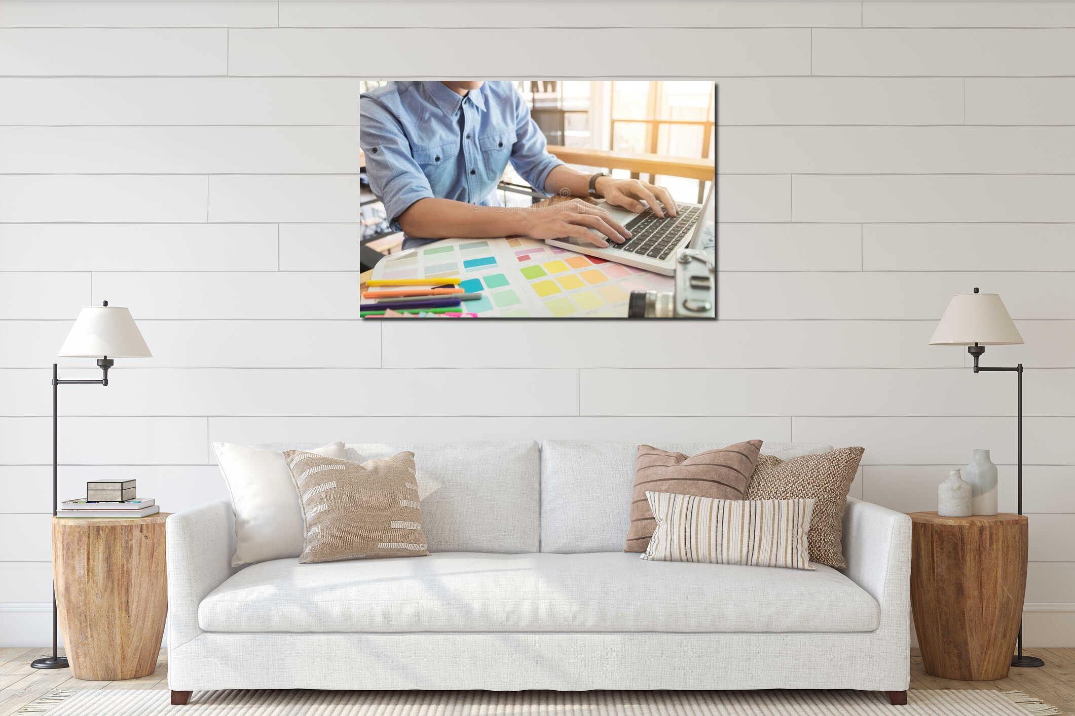 Canvas hanging interior mockup