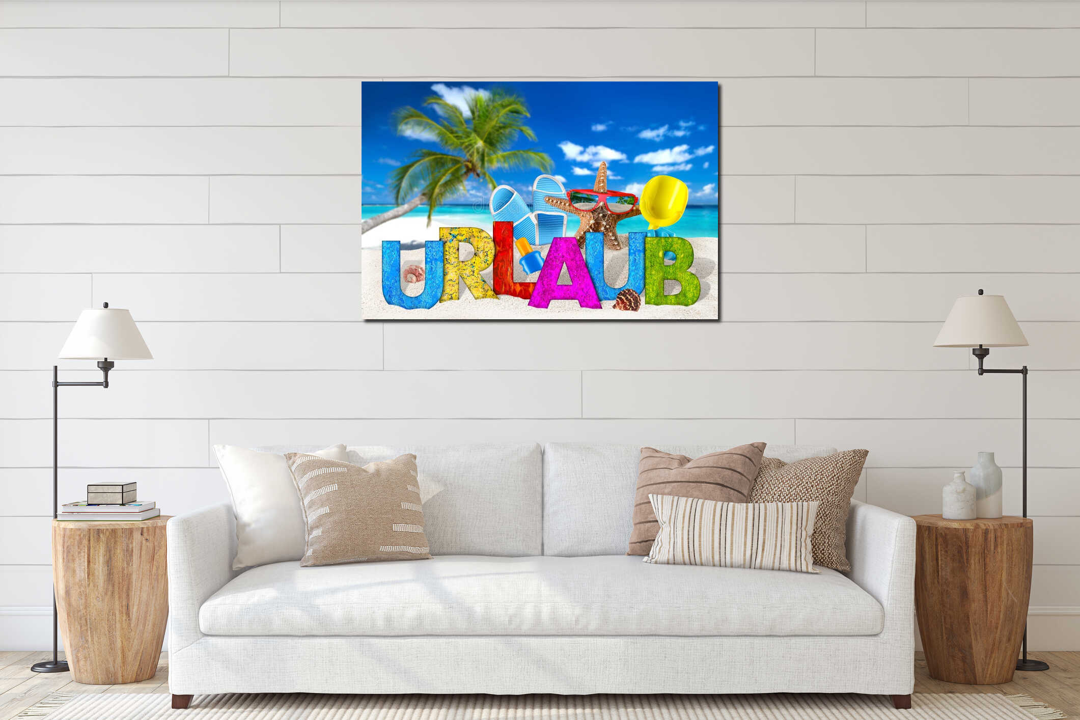 Canvas hanging interior mockup