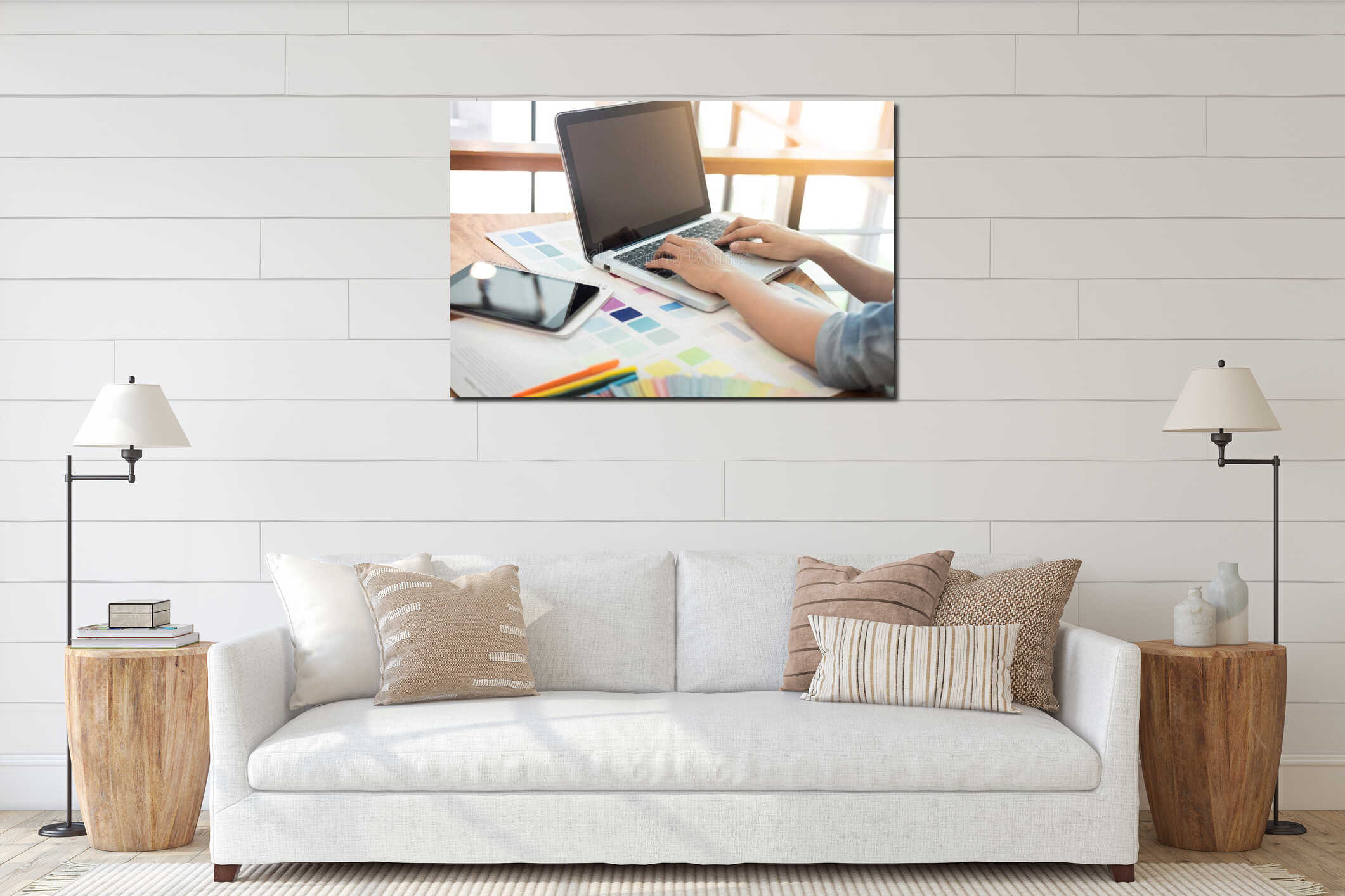Canvas hanging interior mockup