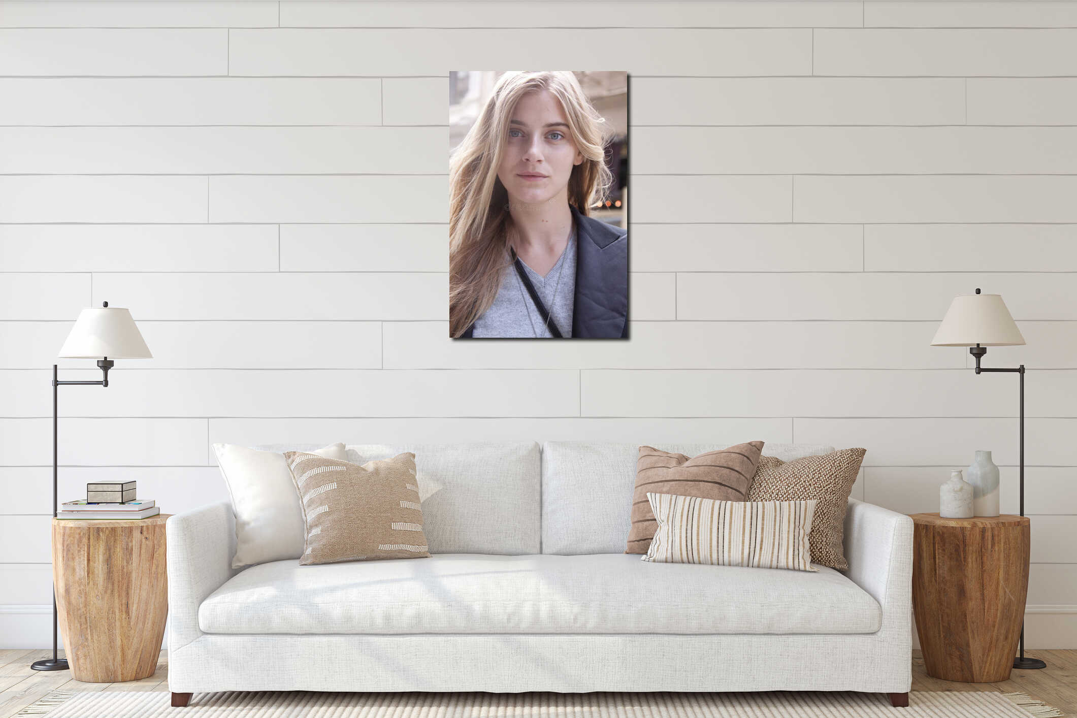 Canvas hanging interior mockup