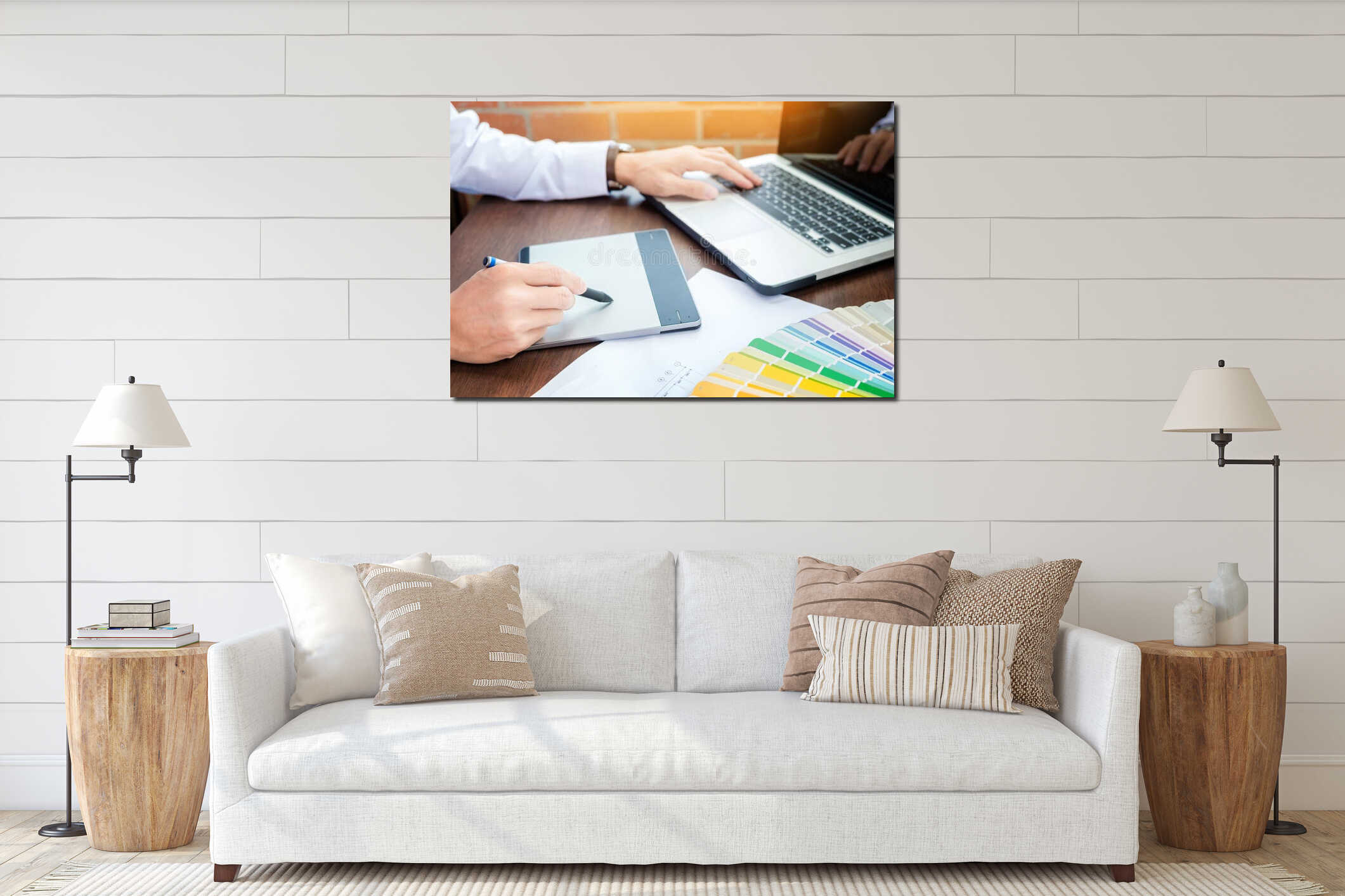 Canvas hanging interior mockup