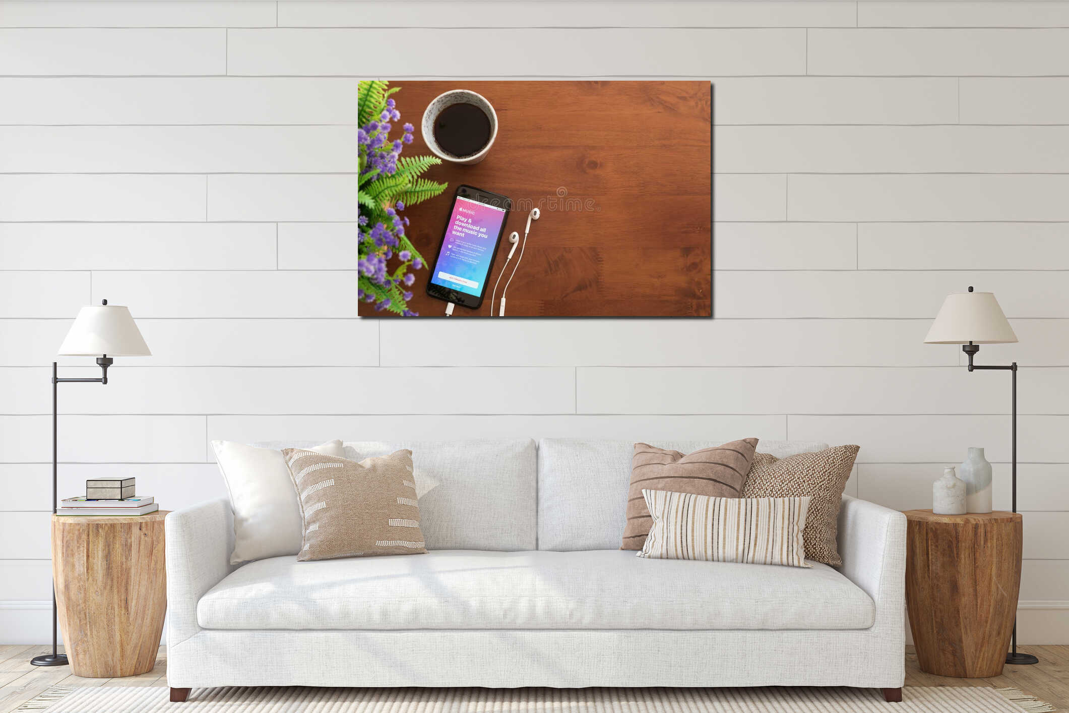 Canvas hanging interior mockup