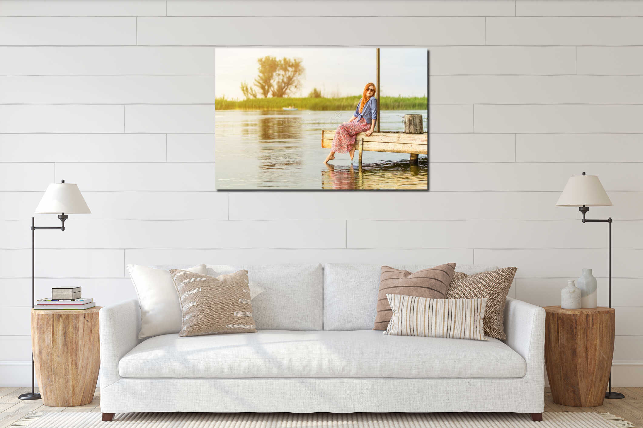 Canvas hanging interior mockup