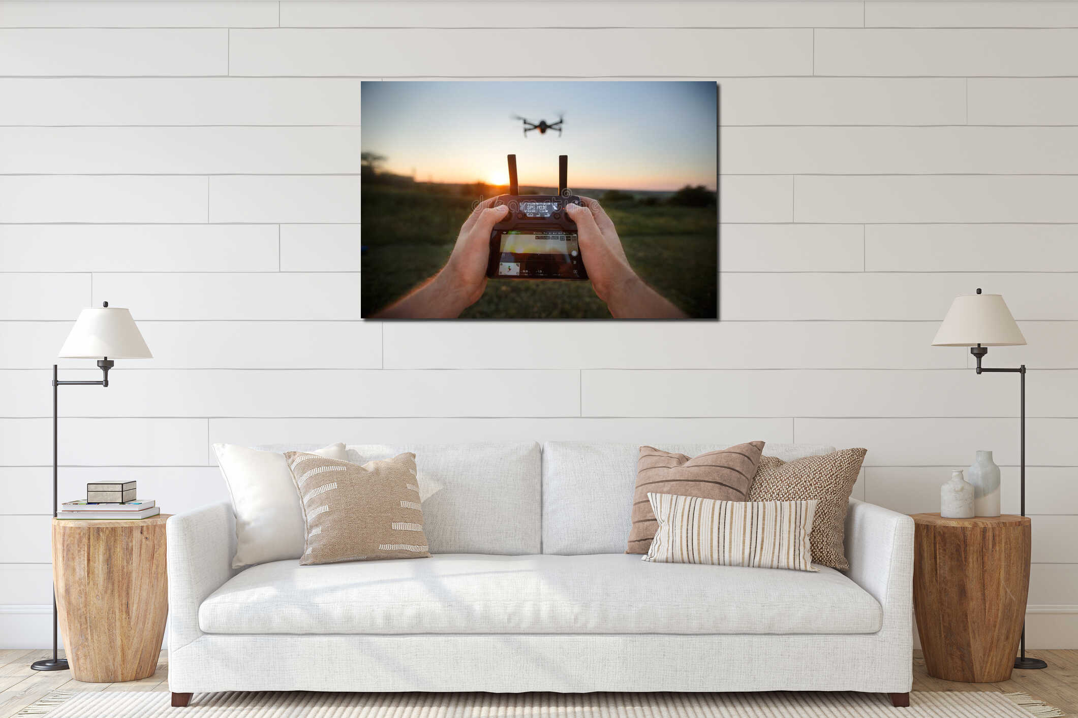 Canvas hanging interior mockup