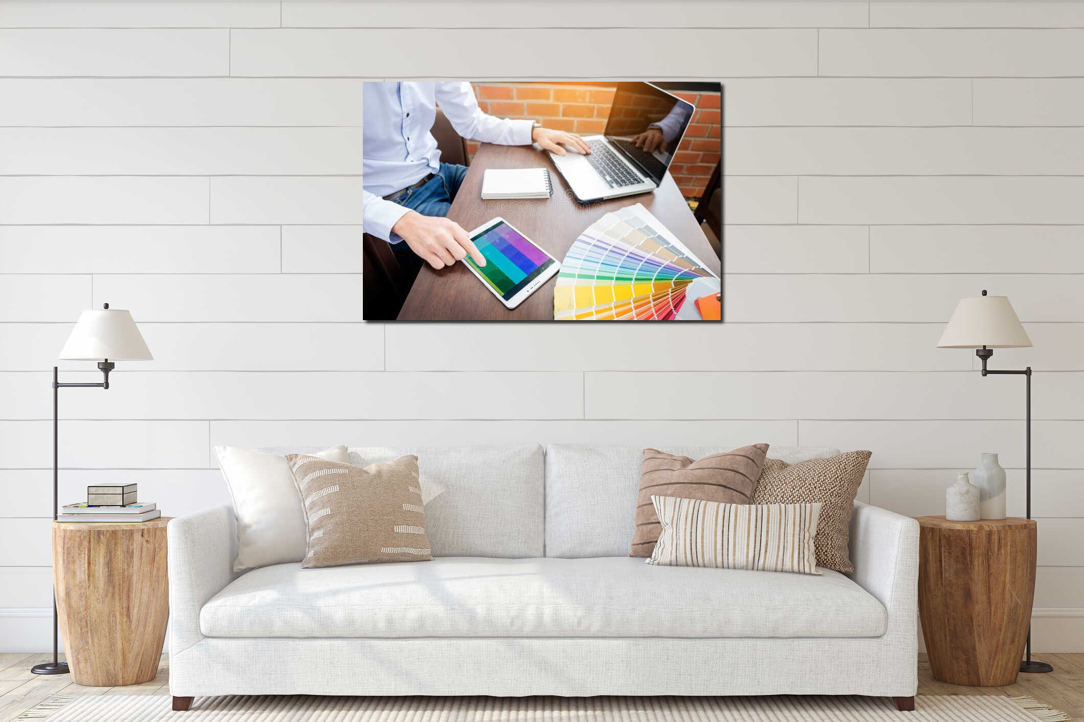 Canvas hanging interior mockup