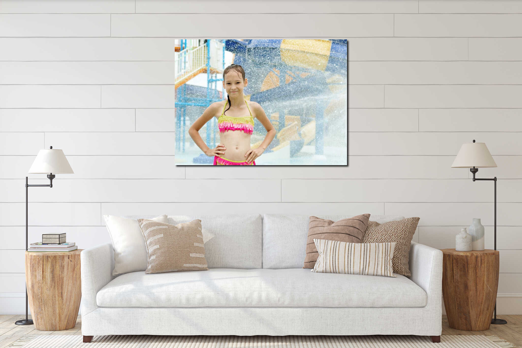 Canvas hanging interior mockup