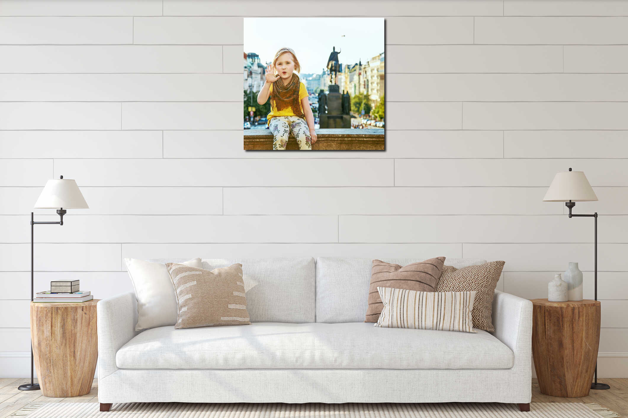 Canvas hanging interior mockup