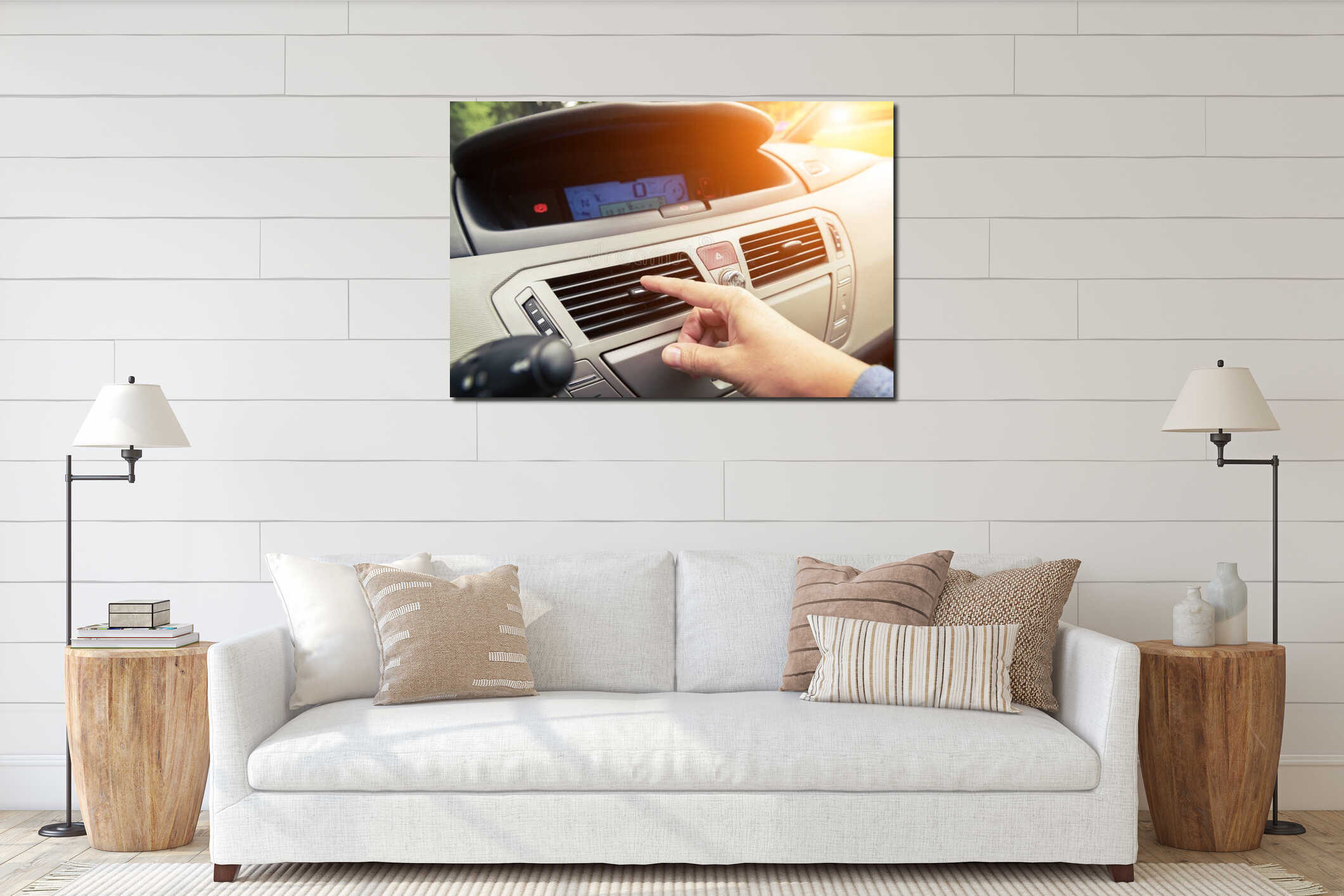 Canvas hanging interior mockup