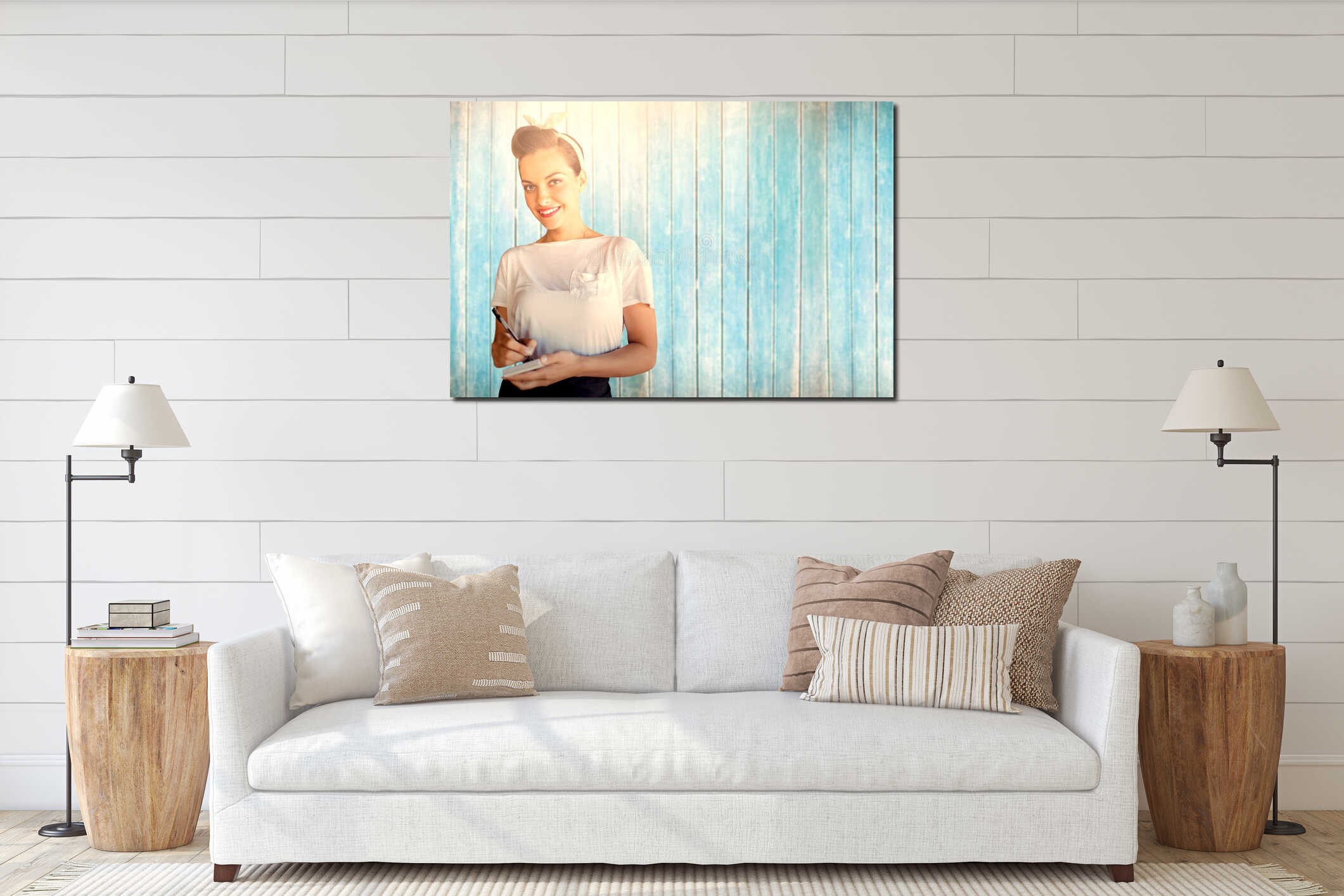 Canvas hanging interior mockup