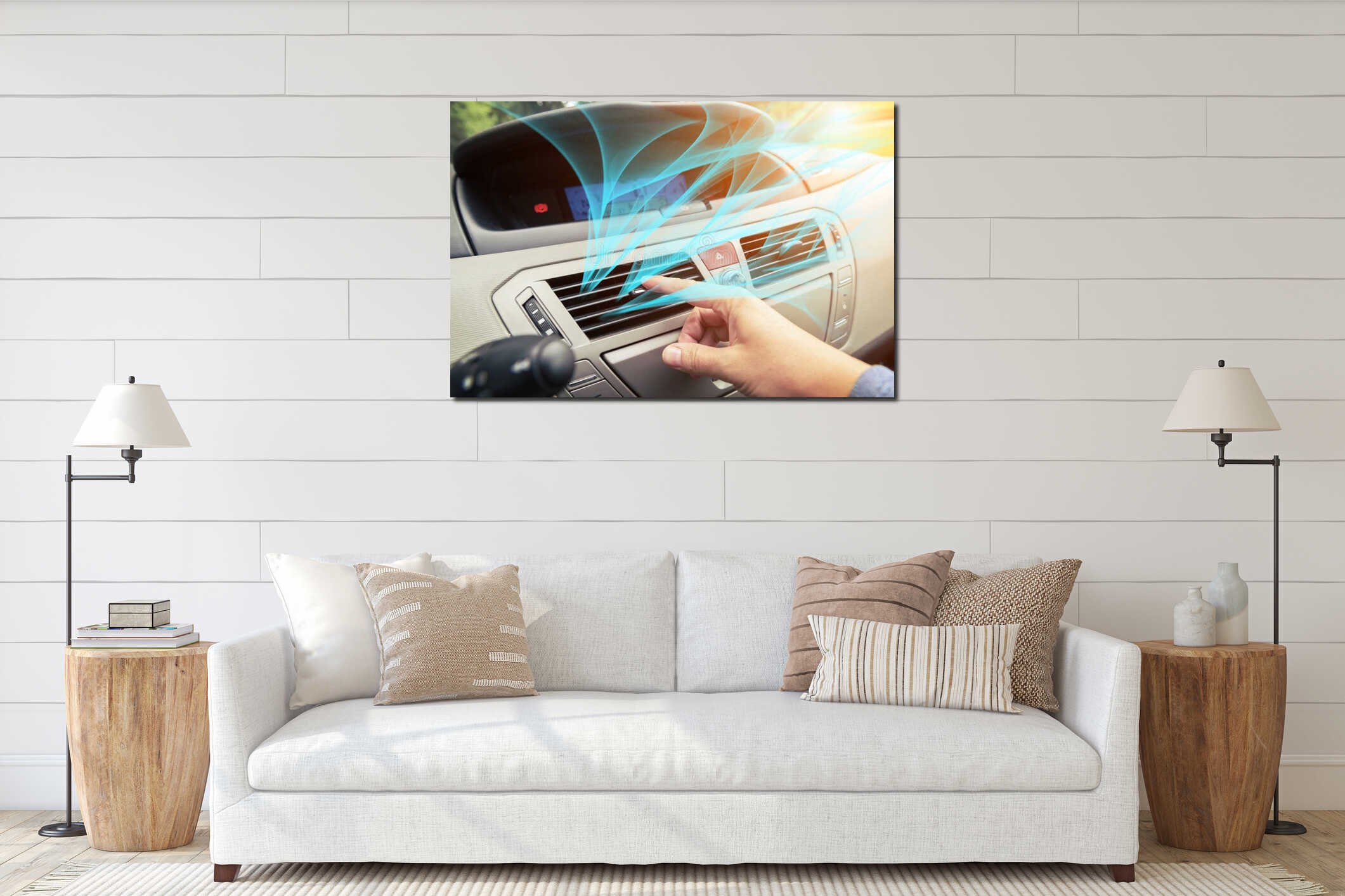 Canvas hanging interior mockup