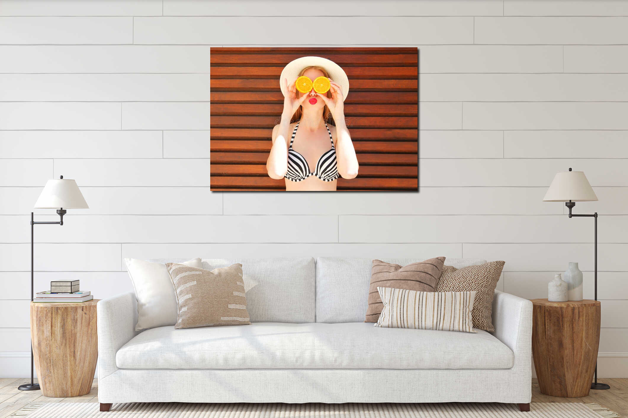 Canvas hanging interior mockup