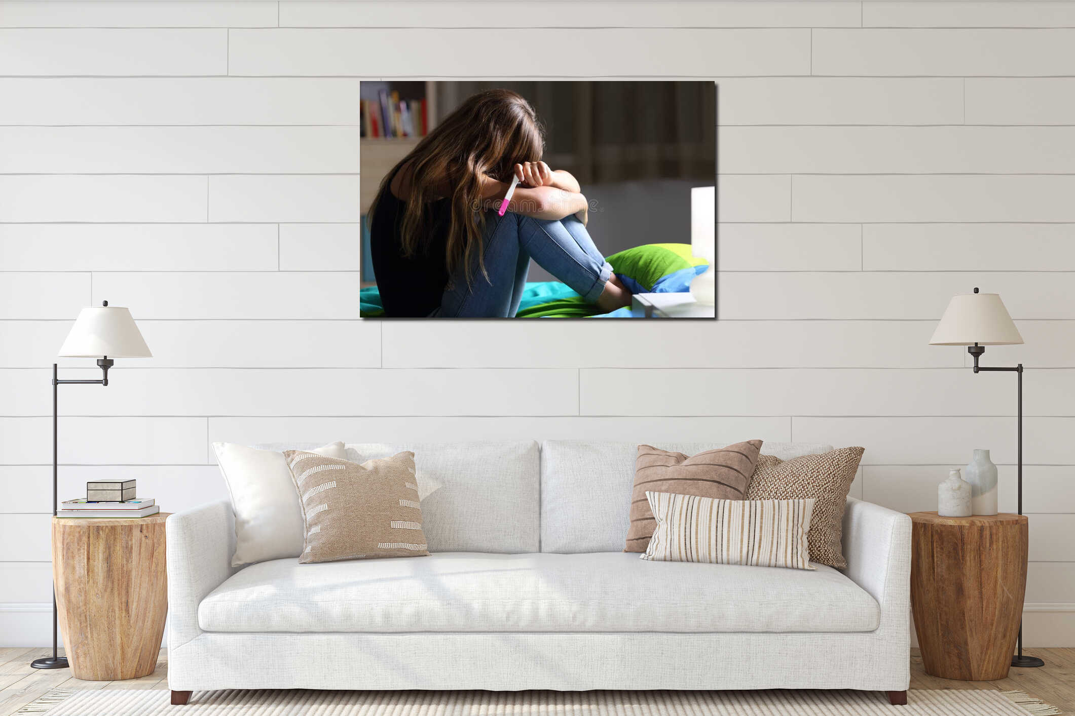 Canvas hanging interior mockup
