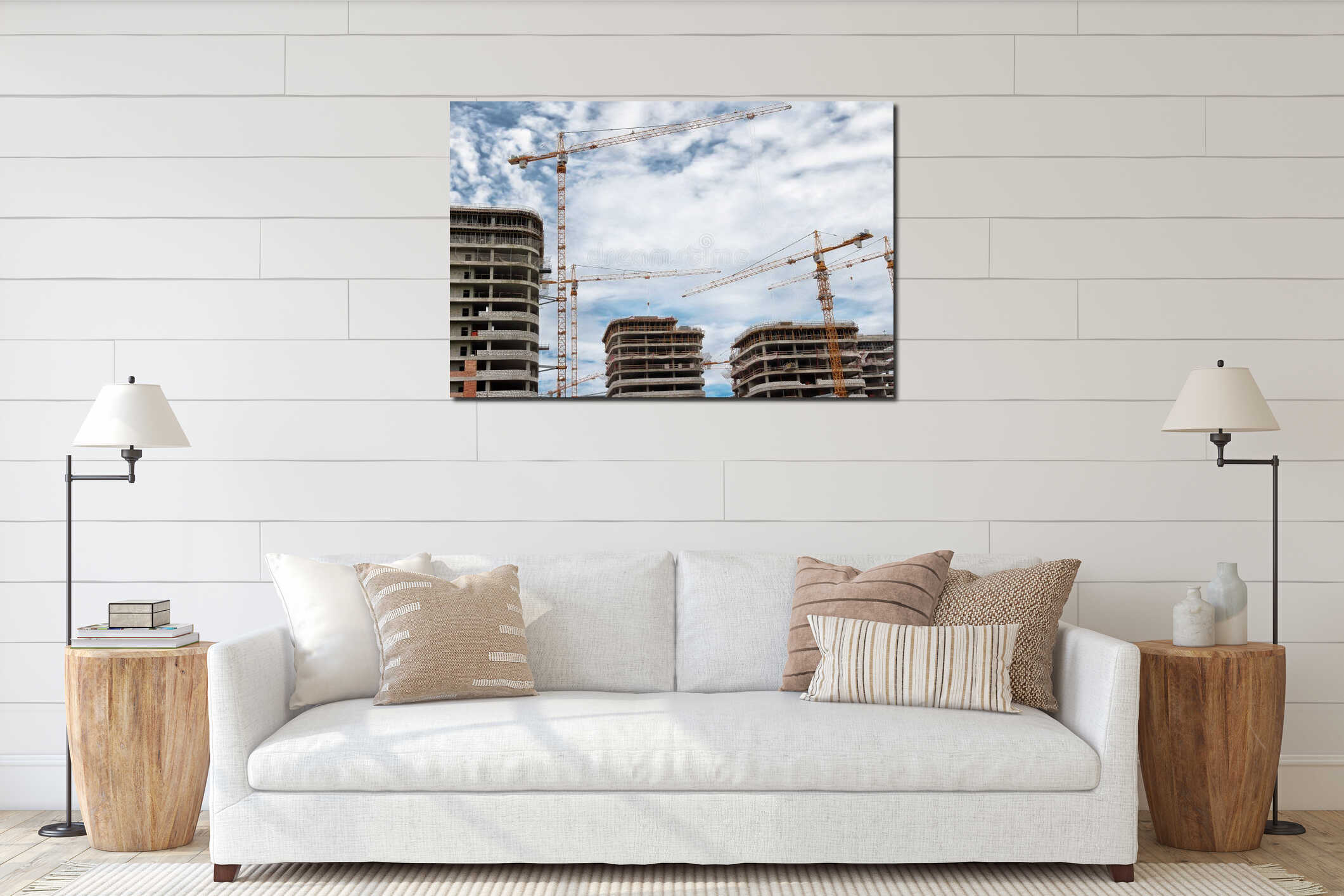 Canvas hanging interior mockup