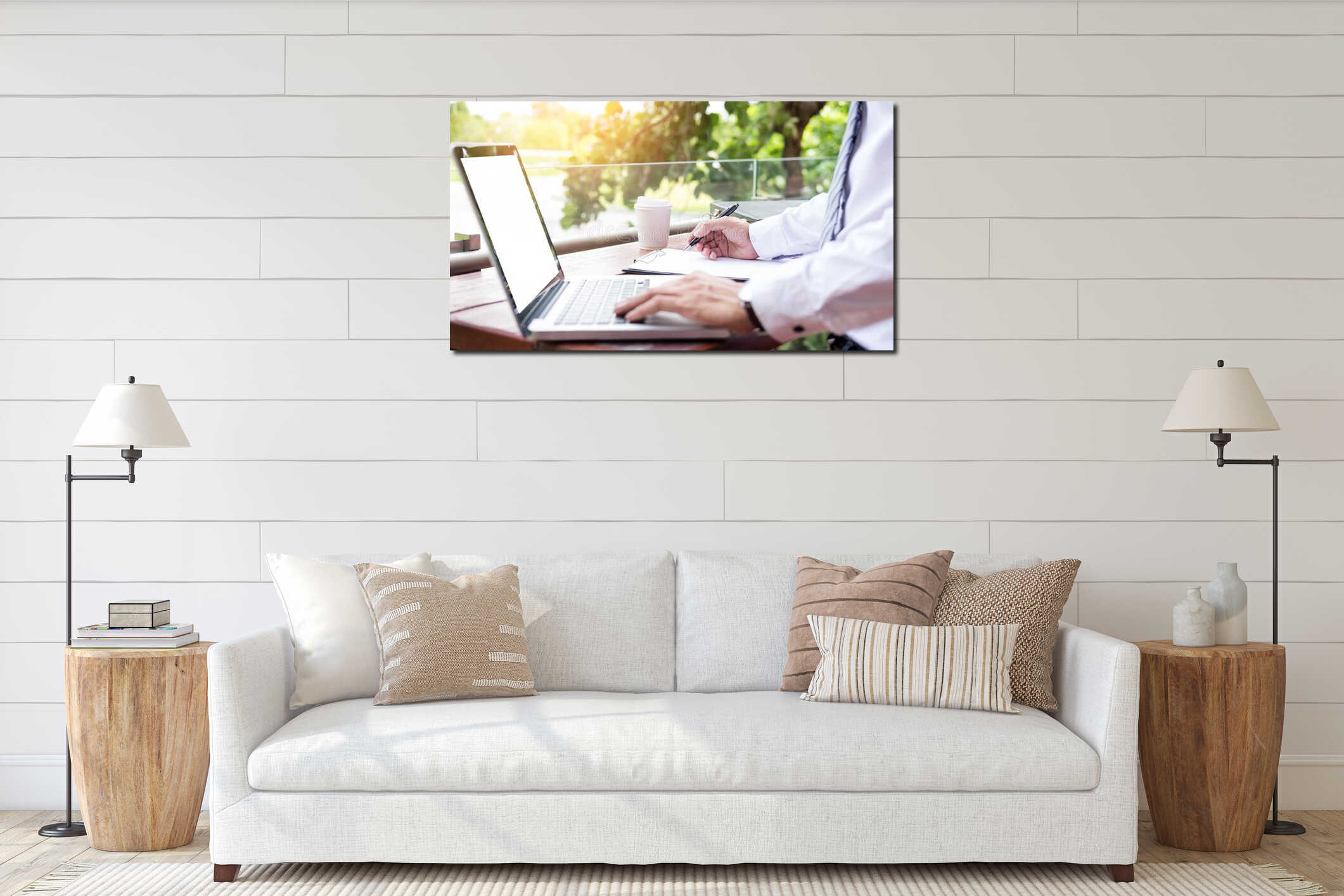 Canvas hanging interior mockup