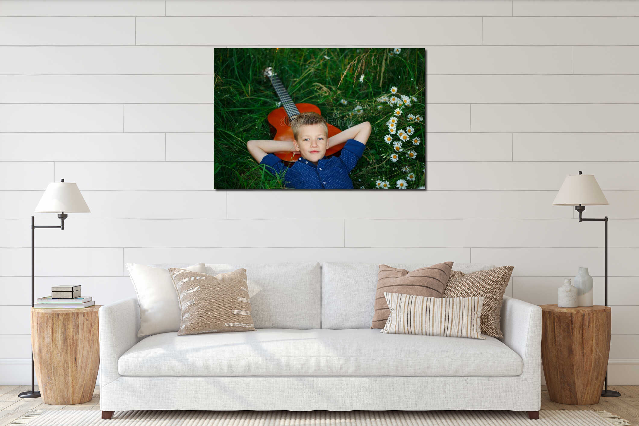 Canvas hanging interior mockup