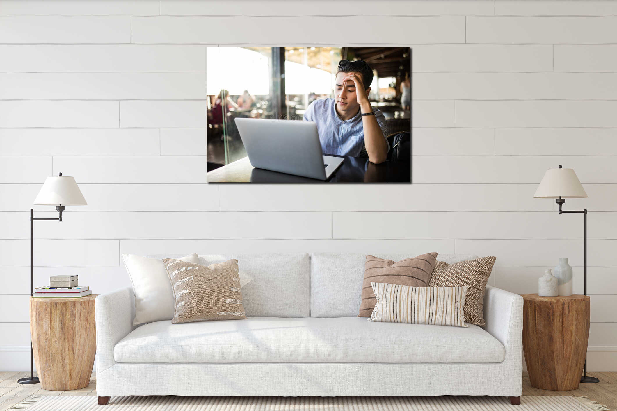Canvas hanging interior mockup